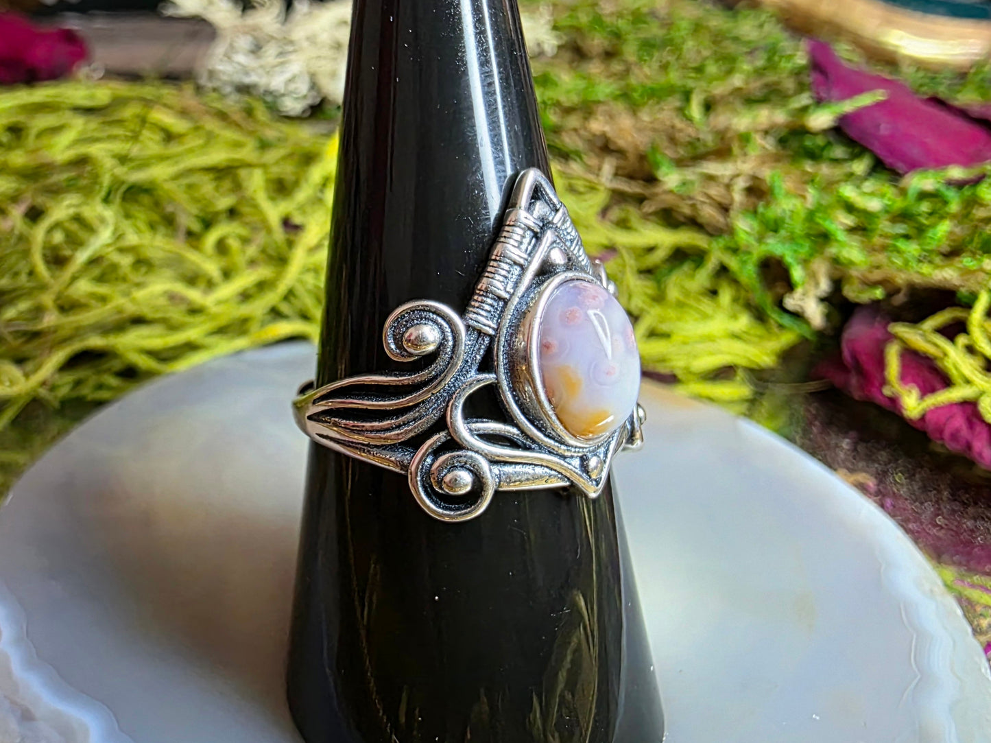 Orbicular Sea Jasper Wrap Ring B