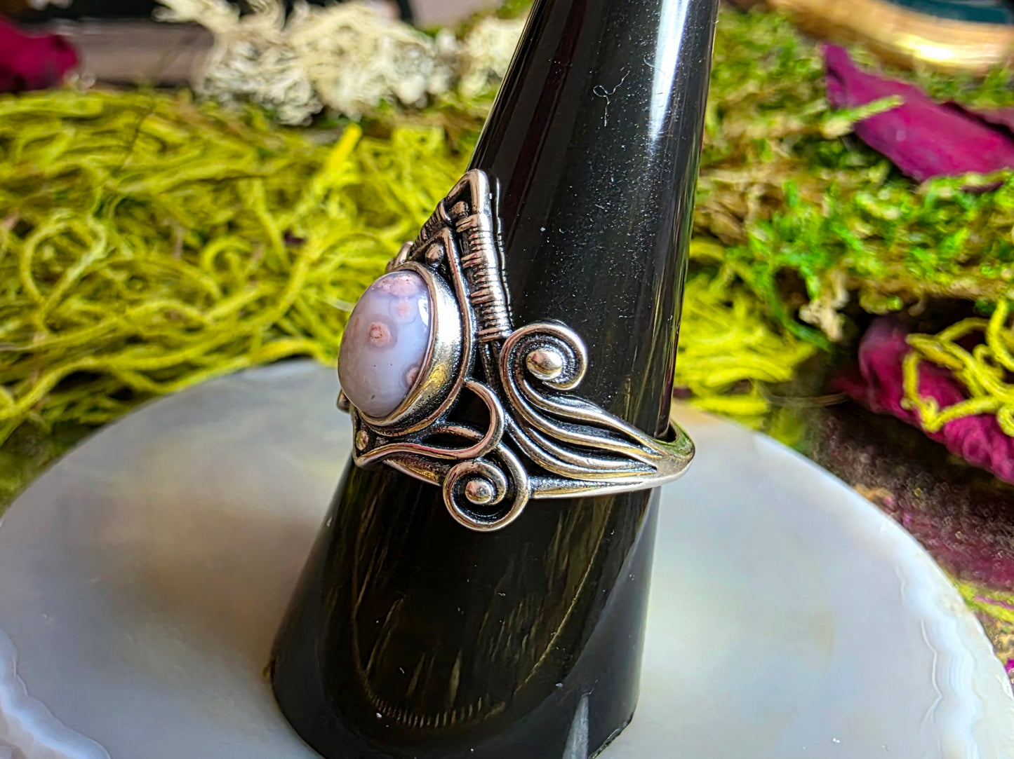 Orbicular Sea Jasper Wrap Ring B