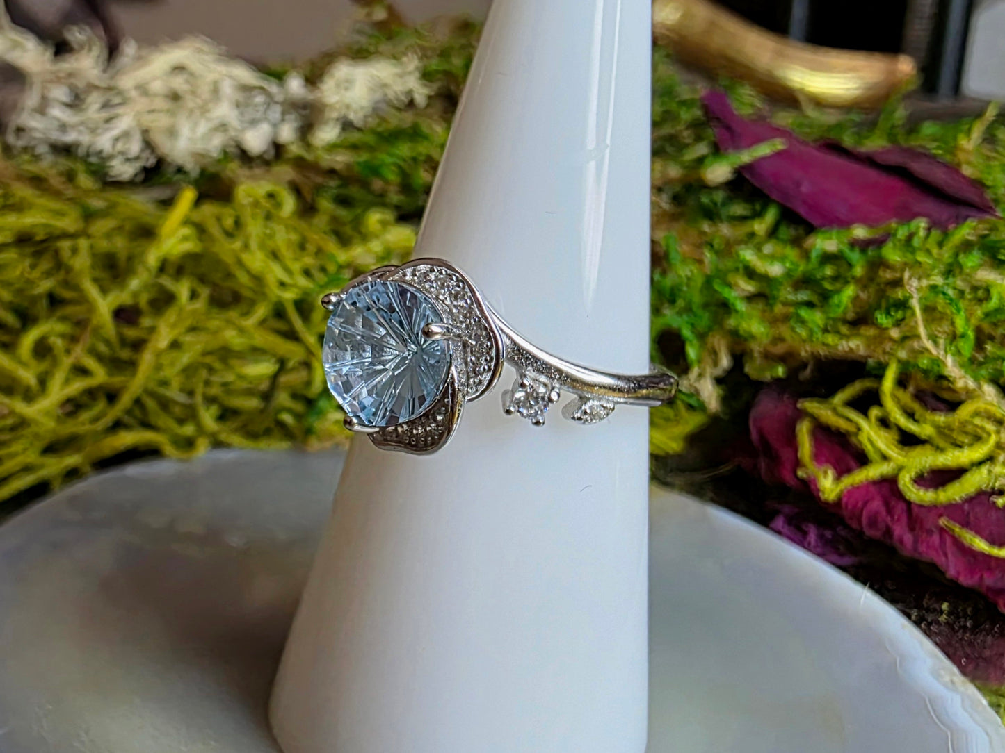 Blue Topaz Flower Ring
