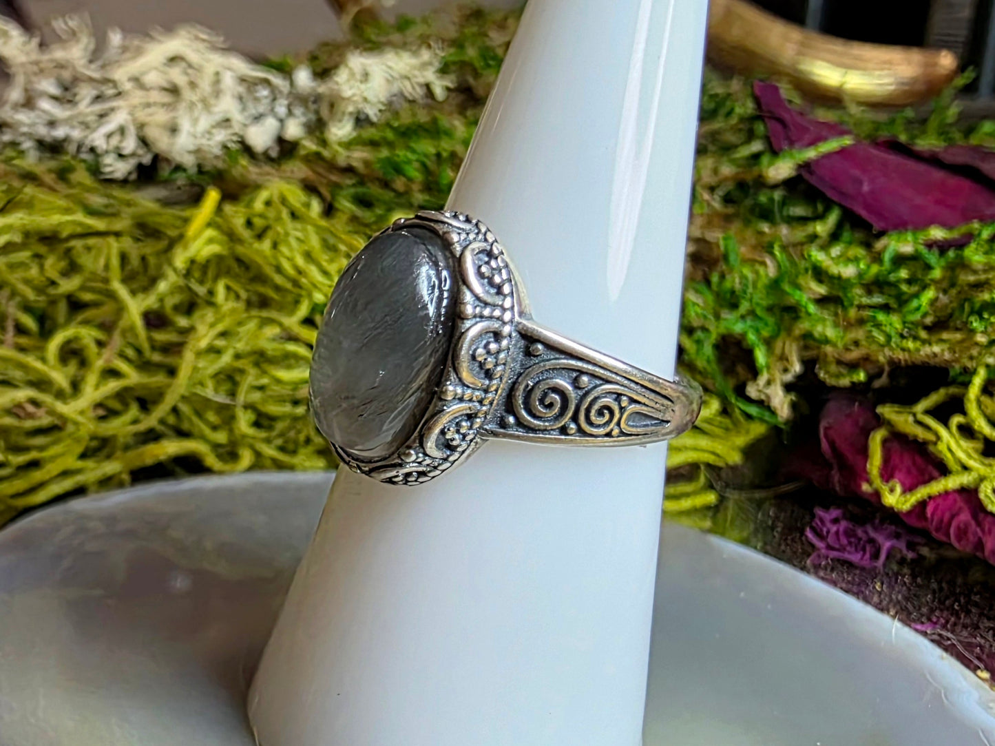 Grey Rabbit Hair Ring