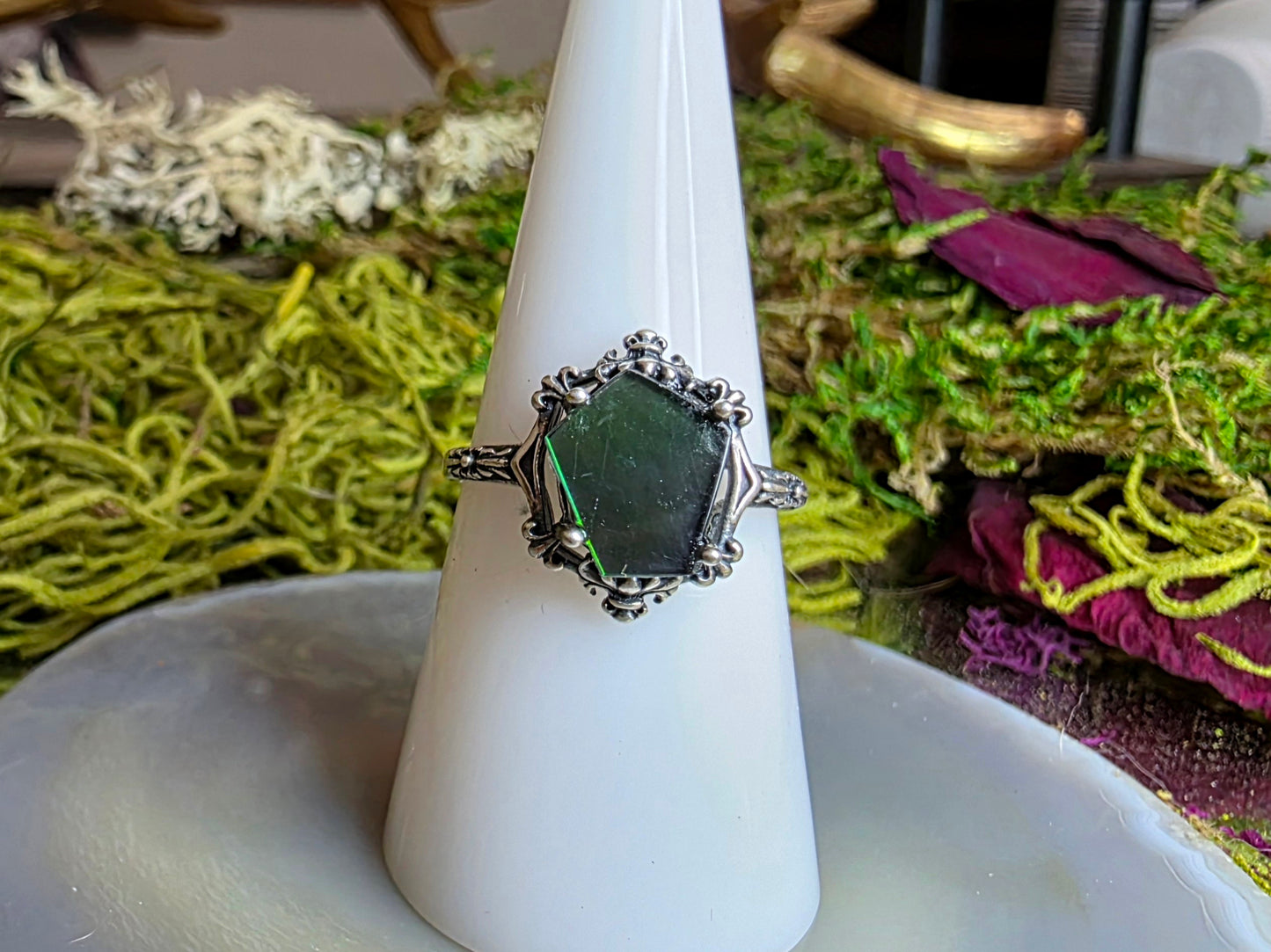Green Flash Ammolite Ring