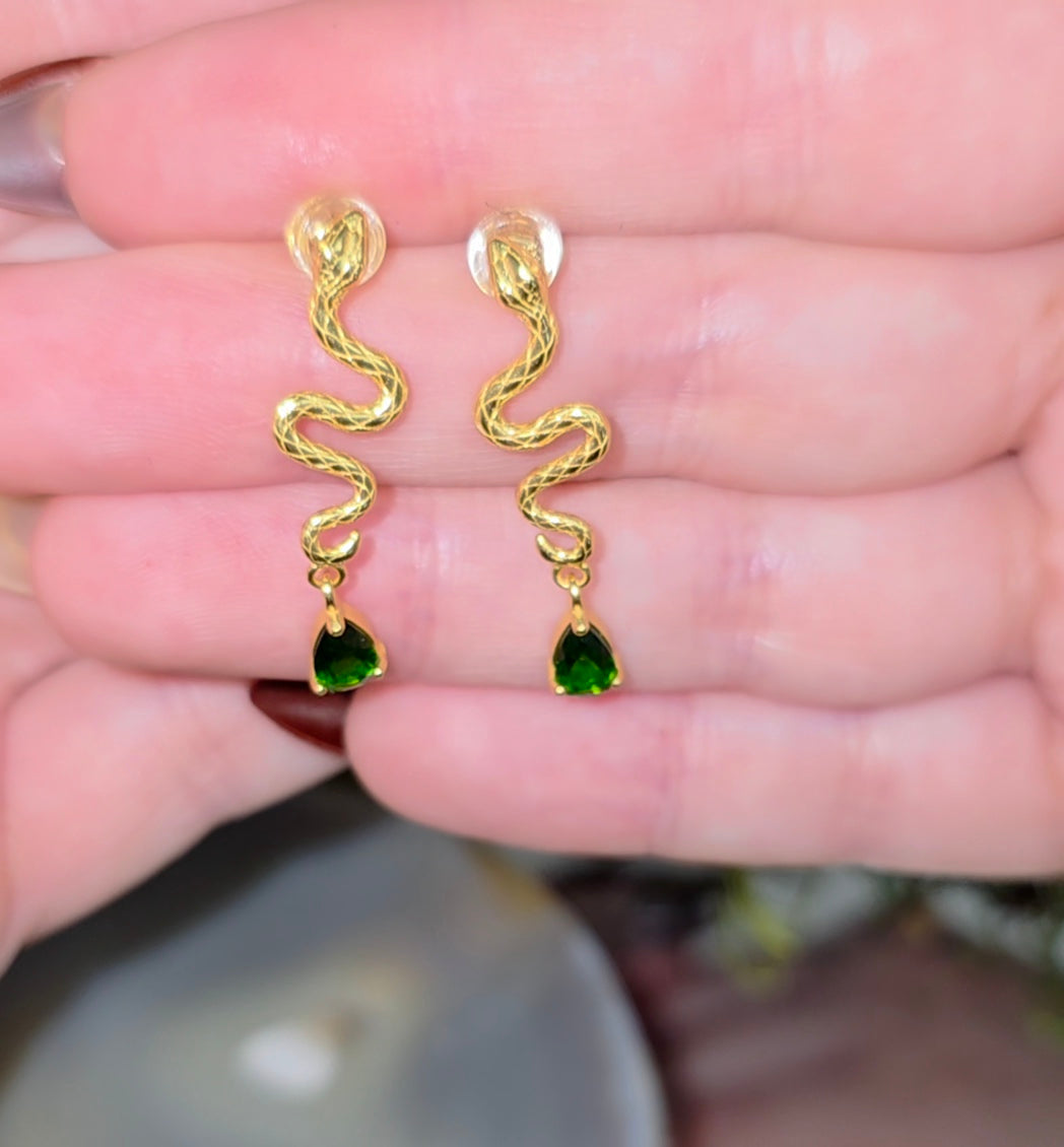 Diopside Snake Earrings