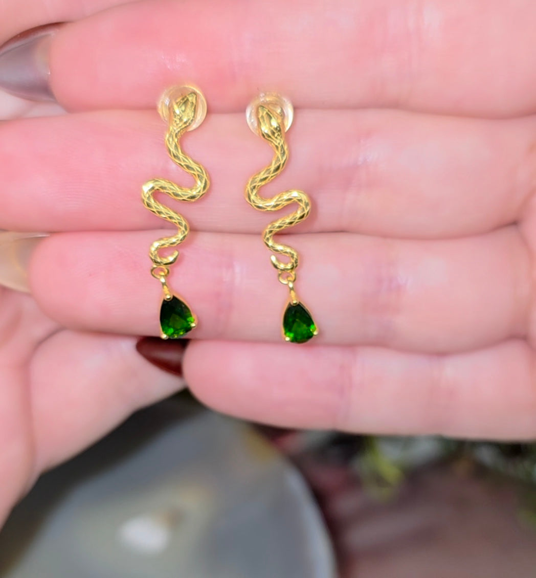 Diopside Snake Earrings