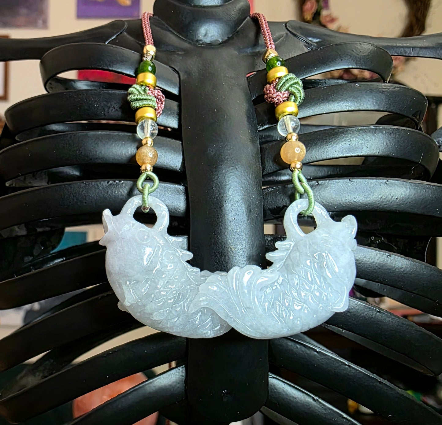 Jadeite Fish Pendant Necklace