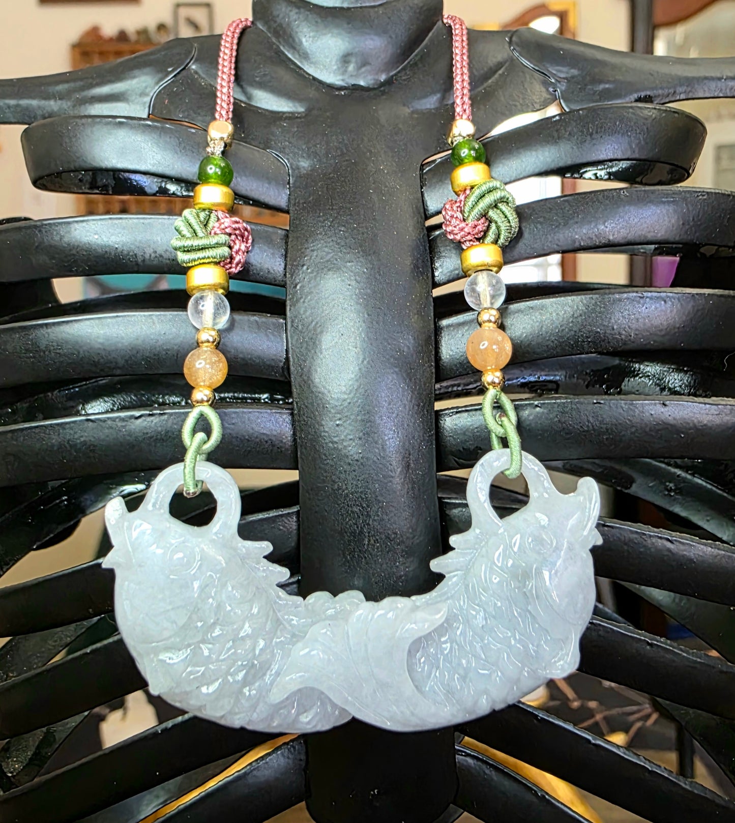 Jadeite Fish Pendant Necklace