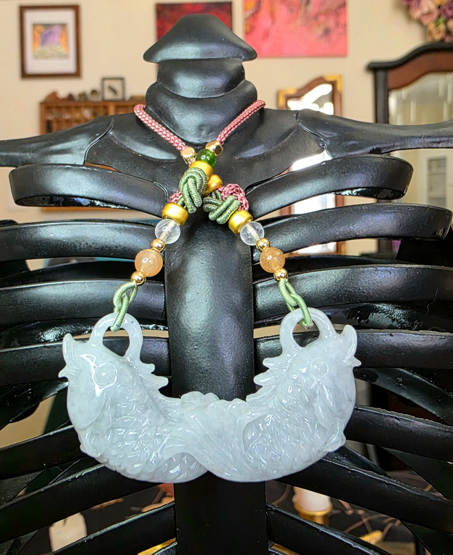 Jadeite Fish Pendant Necklace
