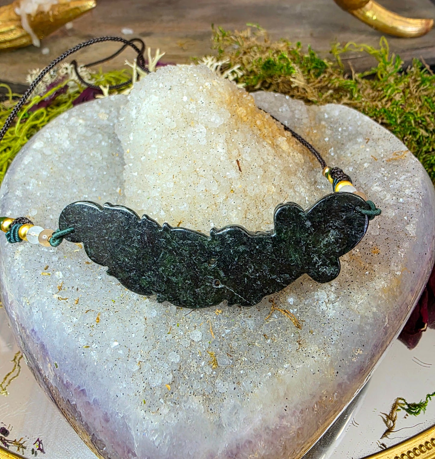 Black Jade Fish Pendant Necklace