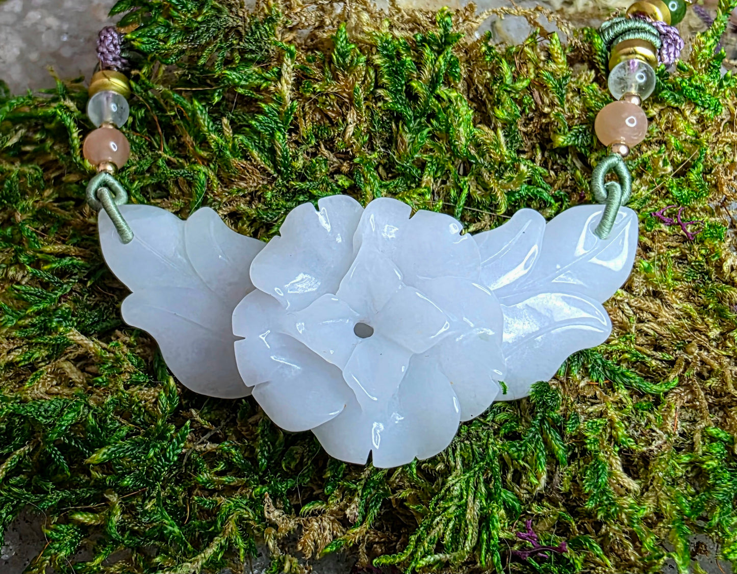 Lavender Jade Flower Pendant Necklace