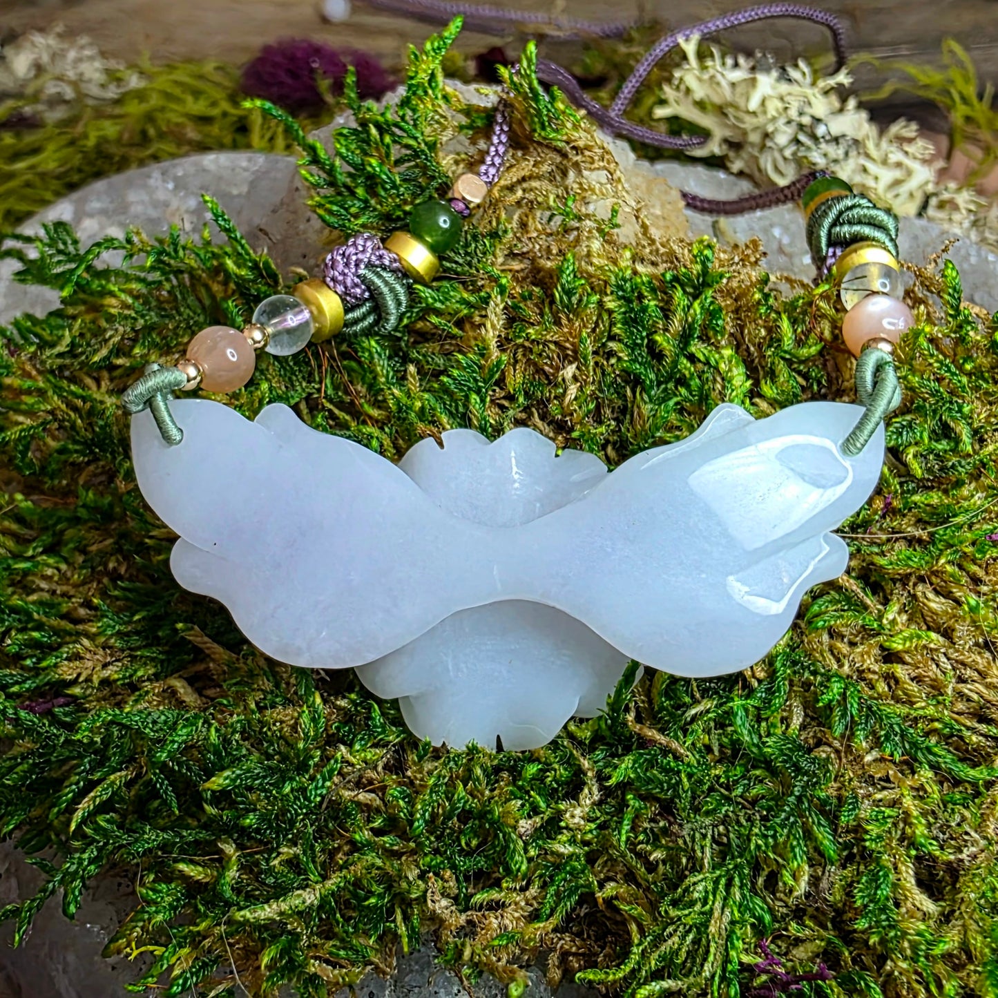 Lavender Jade Flower Pendant Necklace