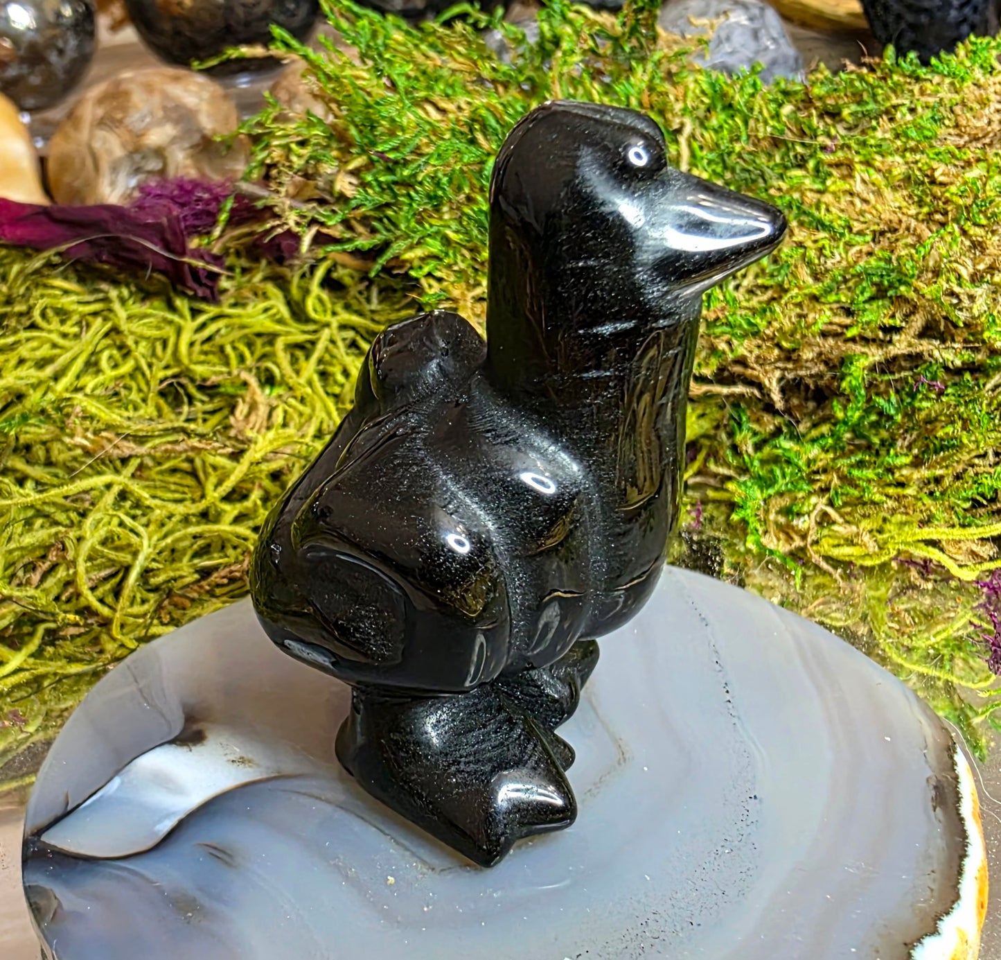 "The Bird" Black Obsidian Carving