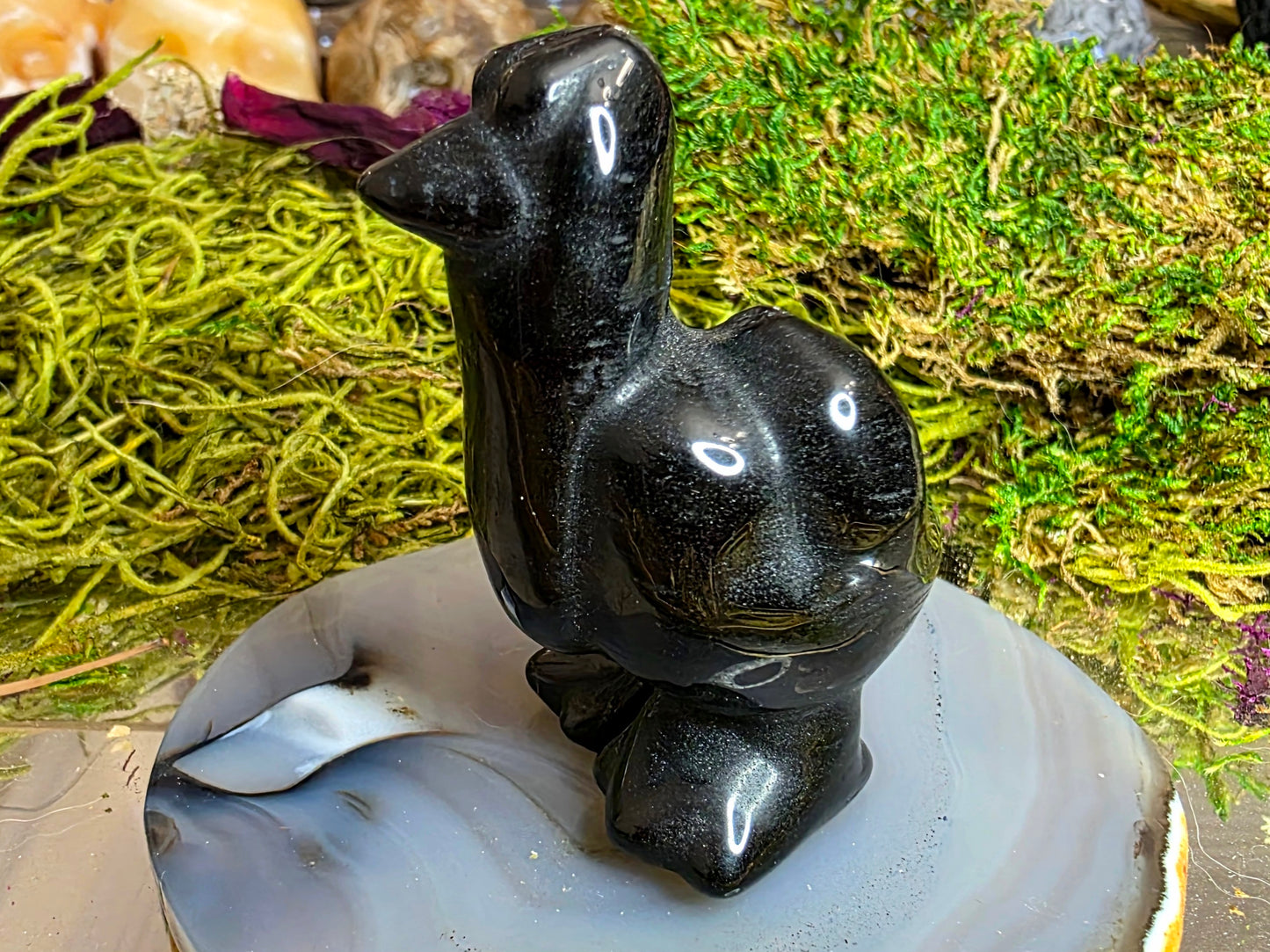 "The Bird" Black Obsidian Carving