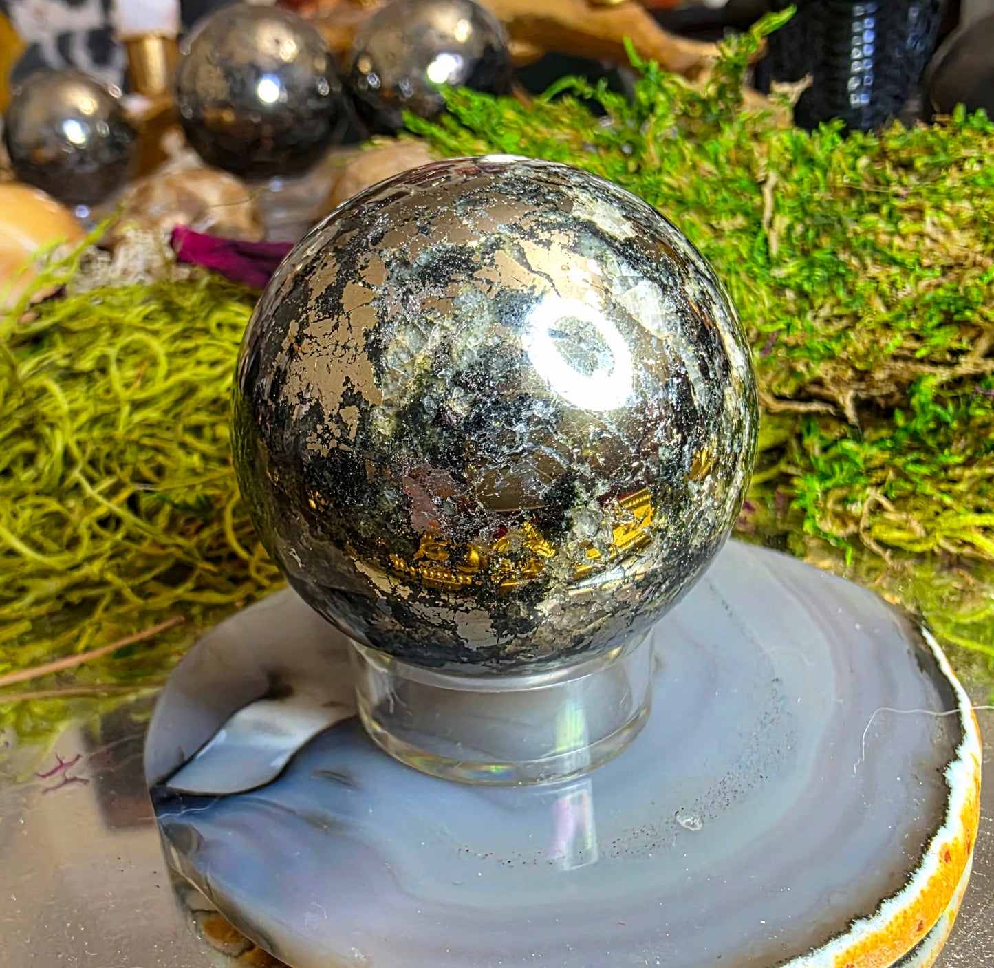 54mm Chalcopyrite Quartz Sphere
