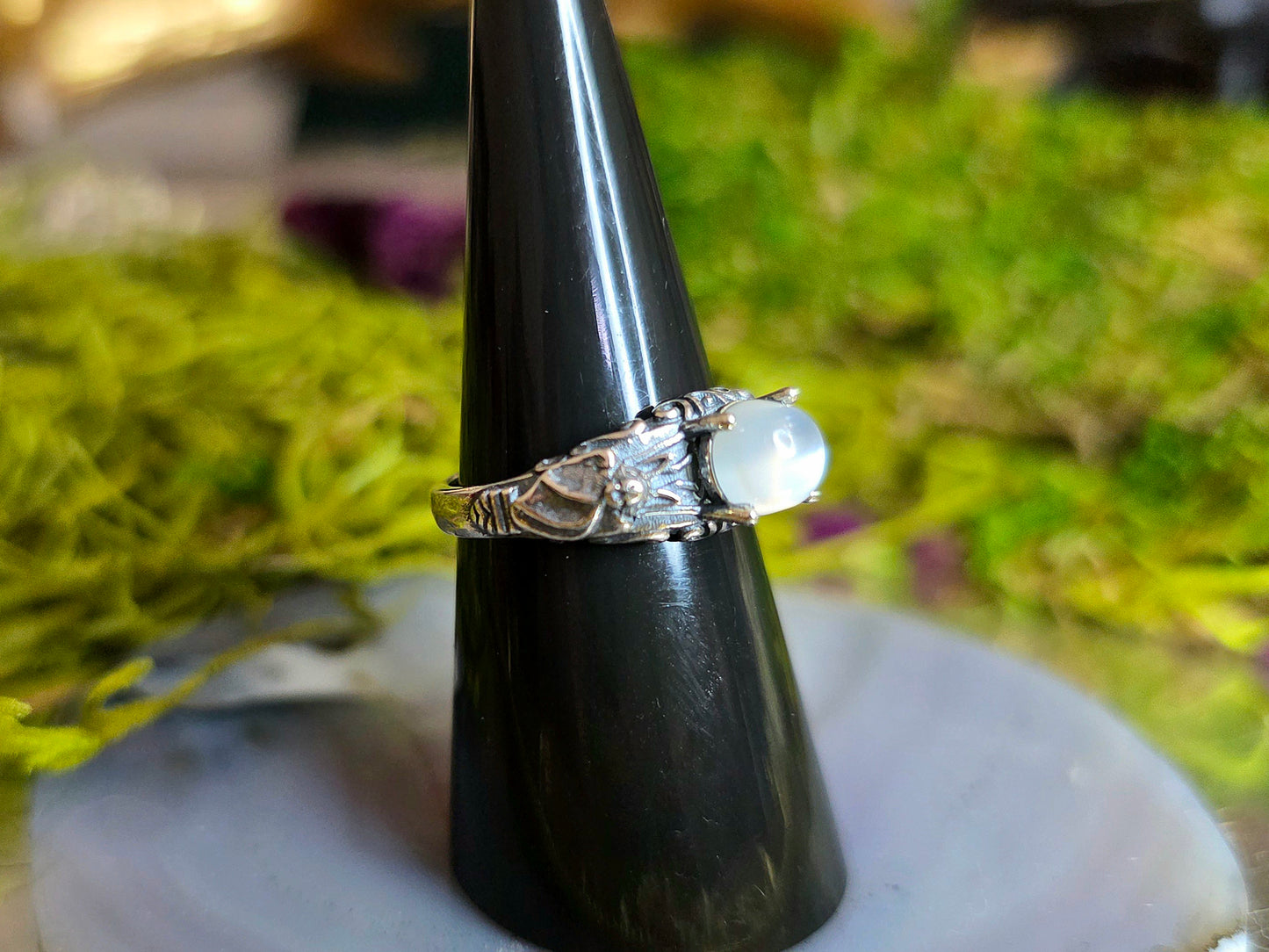 White Moonstone Vampire Ring