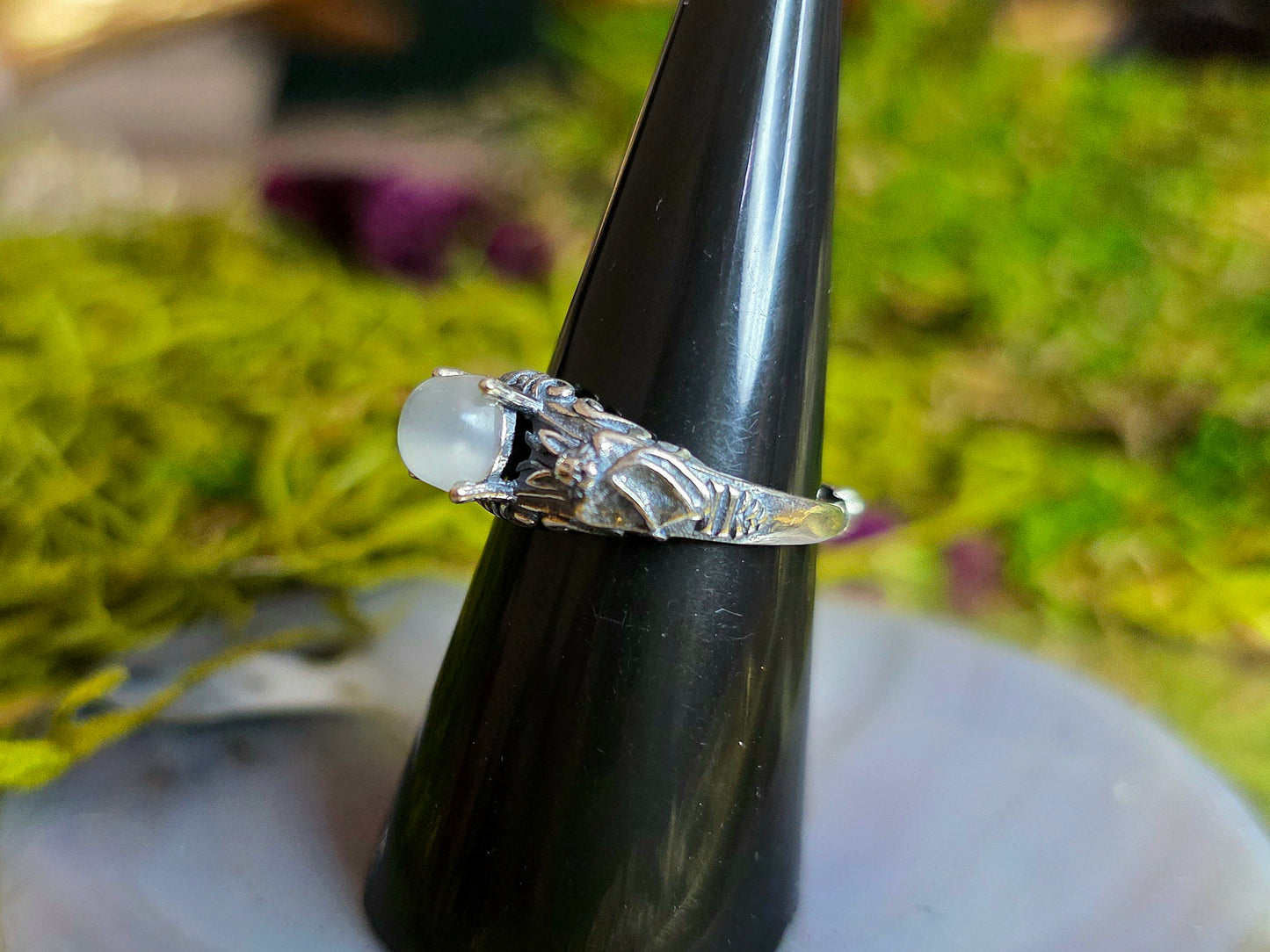 White Moonstone Vampire Ring