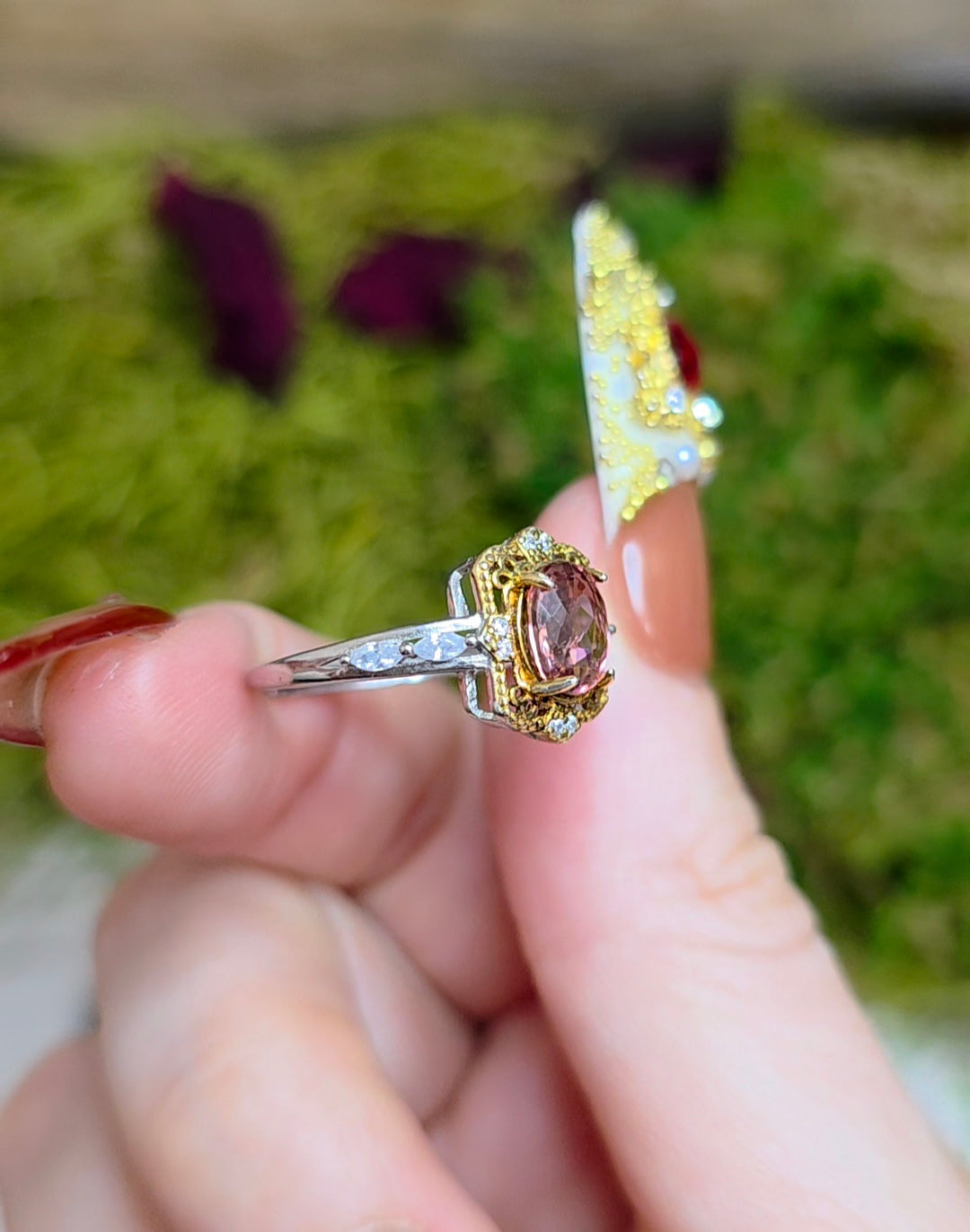 Pink Tourmaline Princess Ring