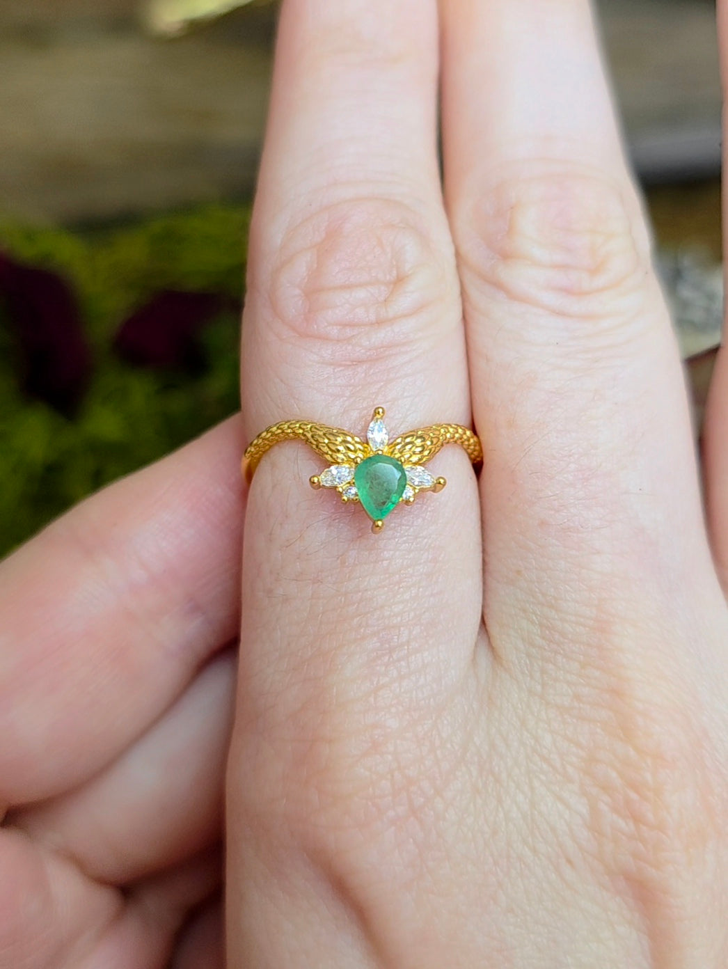 Double Snake Emerald Ring