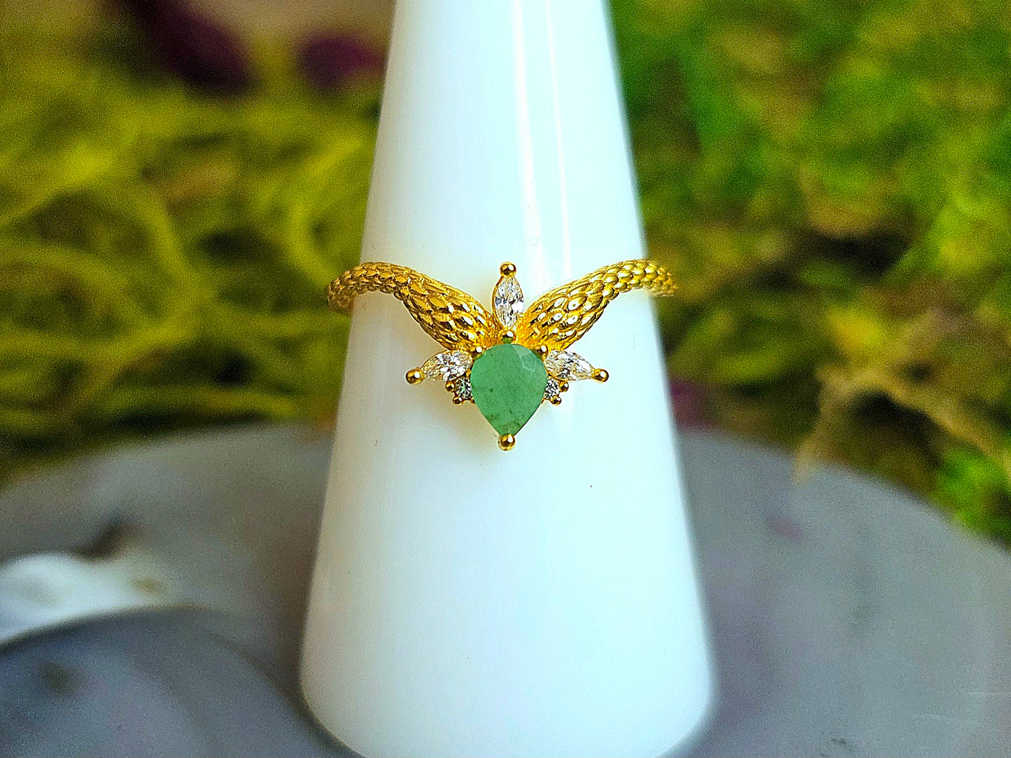 Double Snake Emerald Ring