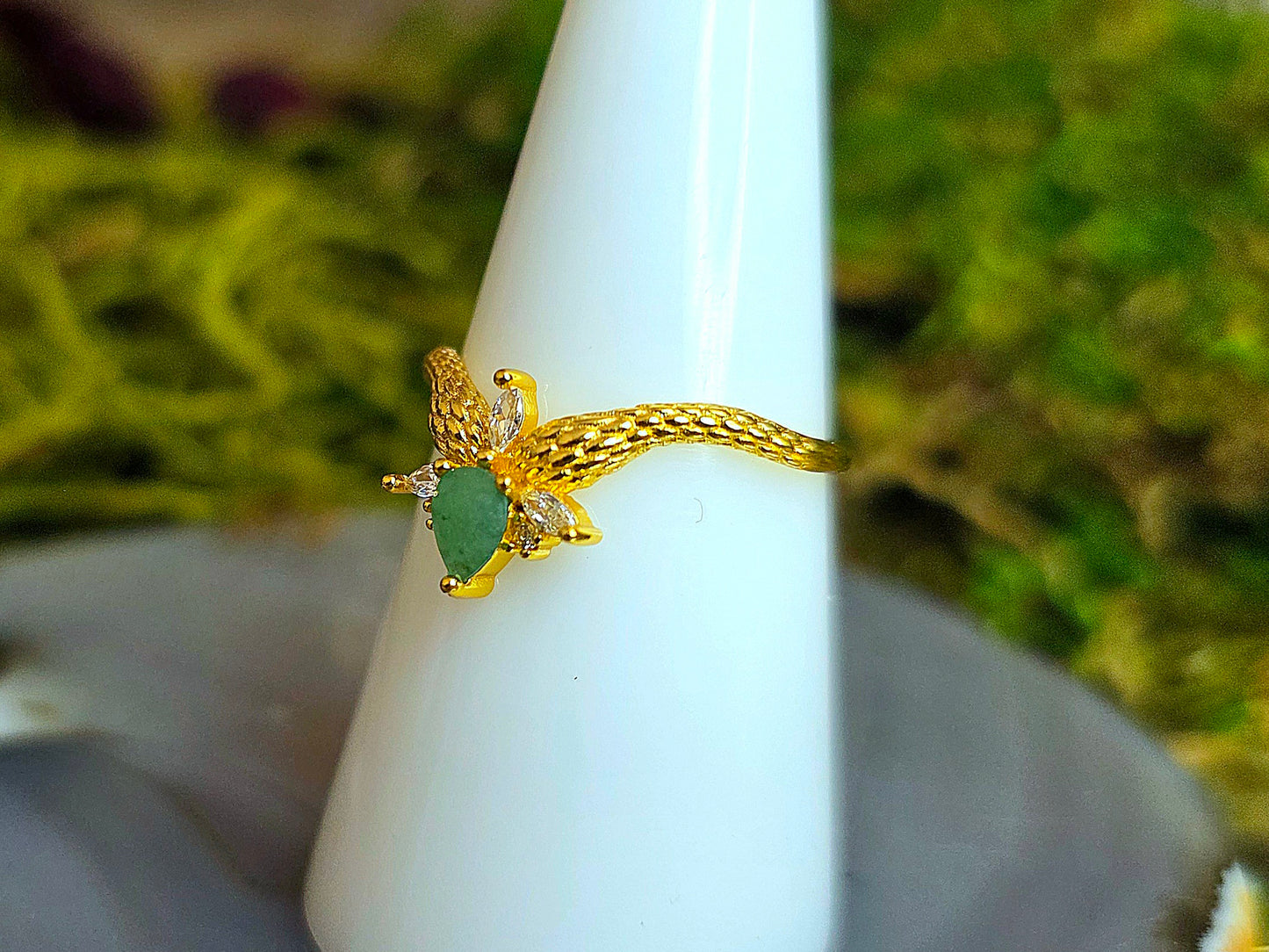 Double Snake Emerald Ring