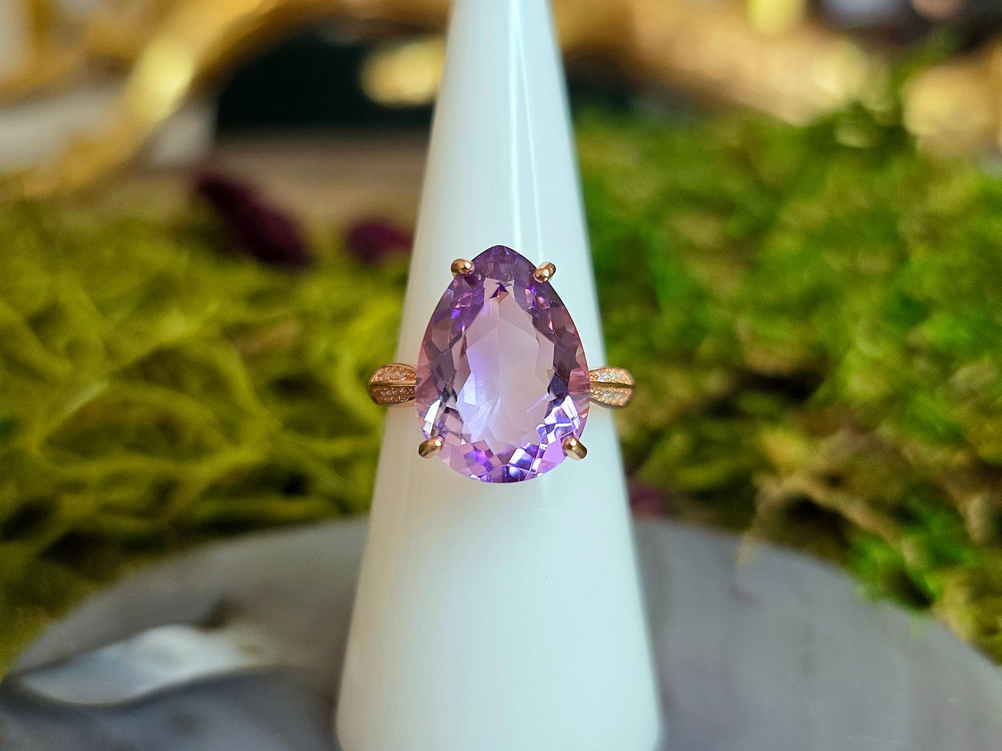 Rose Gold Amethyst Teardrop Ring