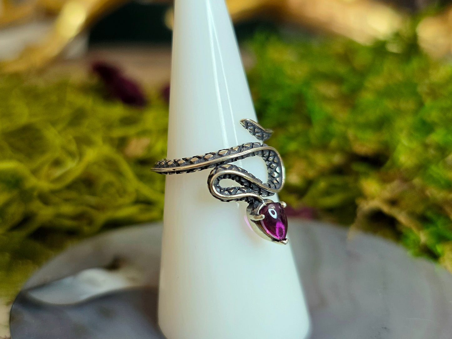 Purple Garnet Snake Ring B