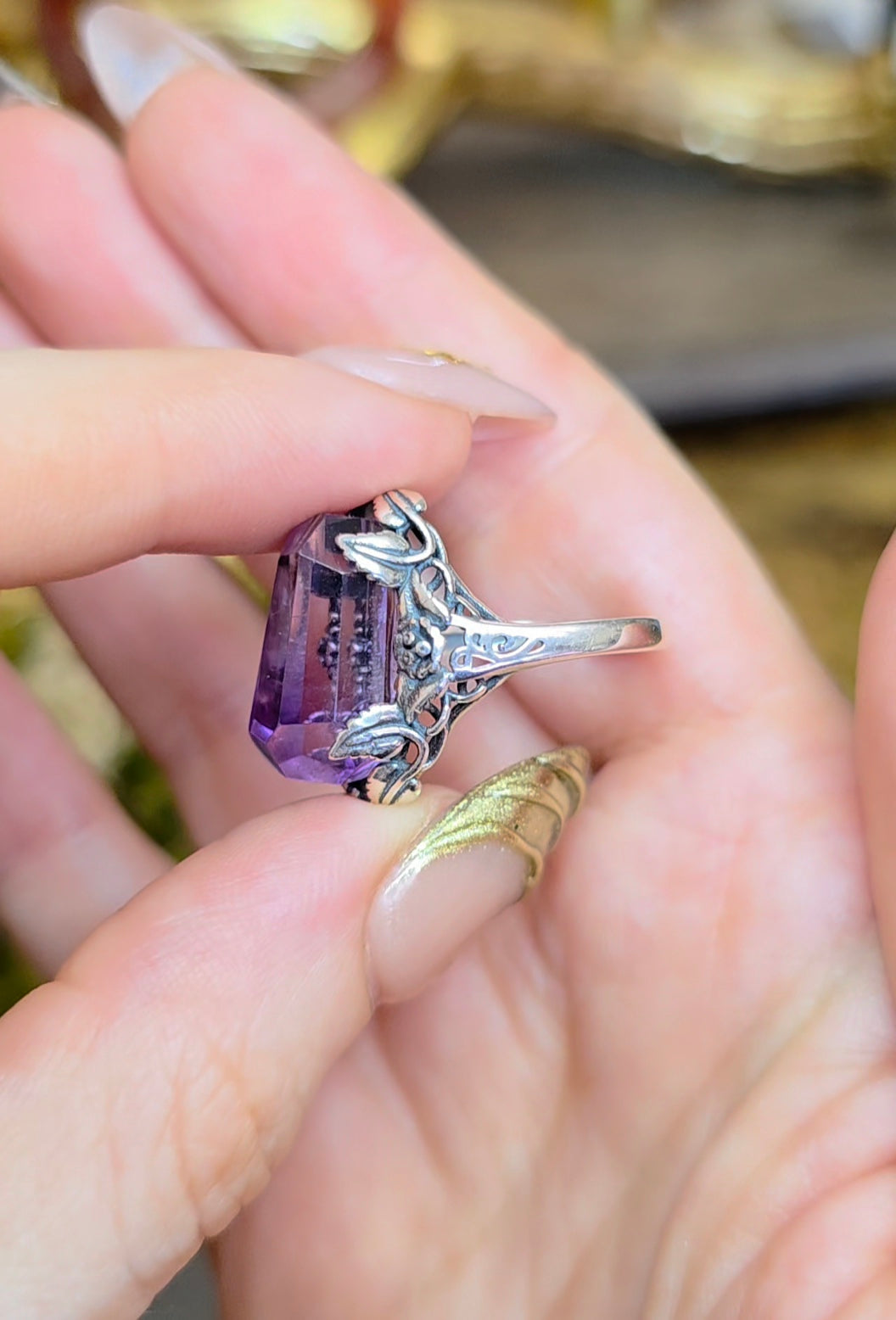 Hollandite in Amethyst Ring A