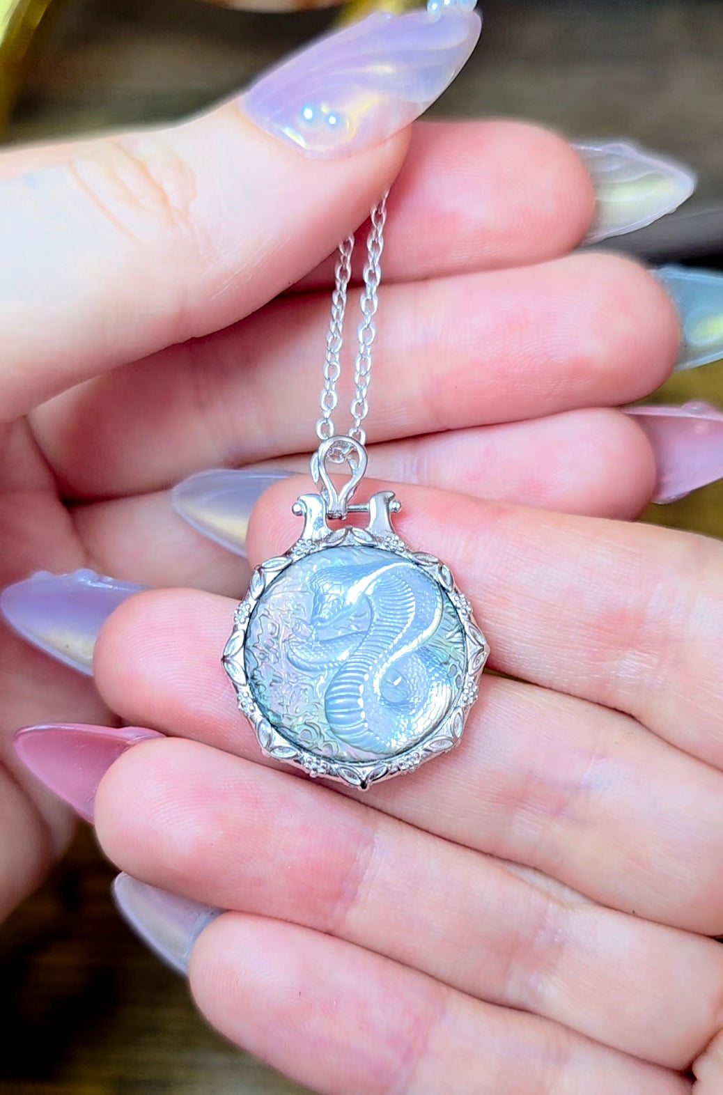 Black Shell Snake Pendant