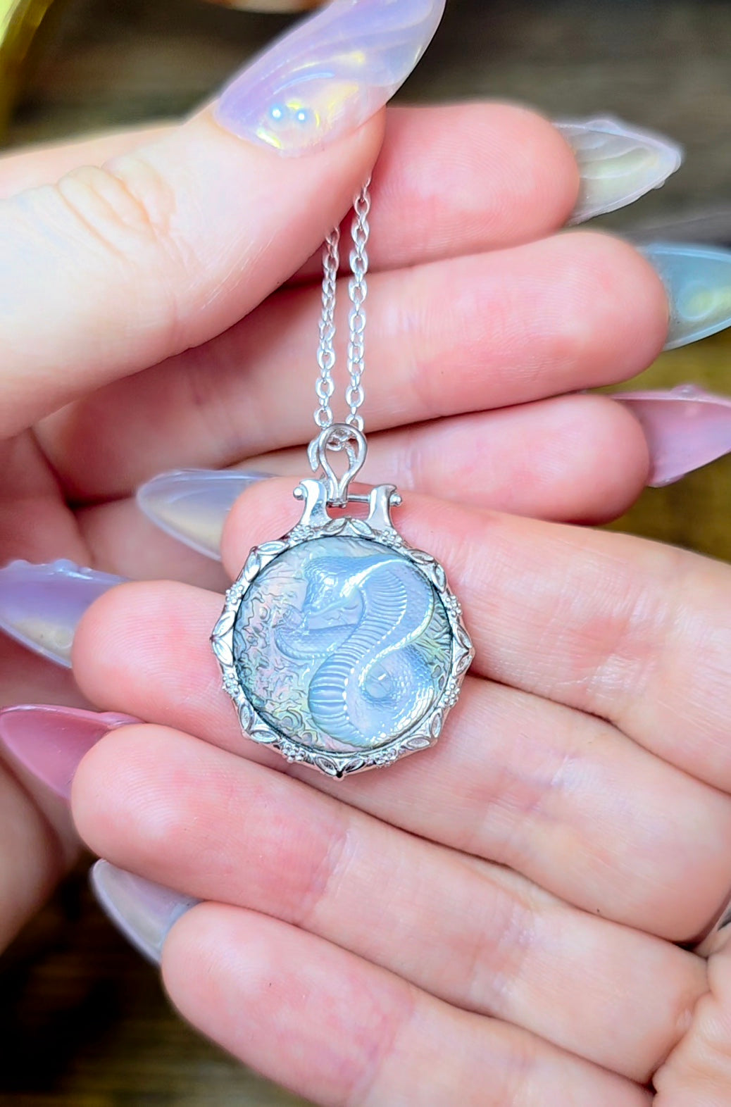 Black Shell Snake Pendant