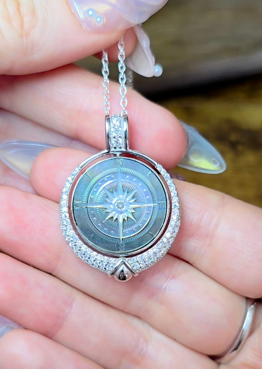 Black Shell Nautical Spinning Pendant