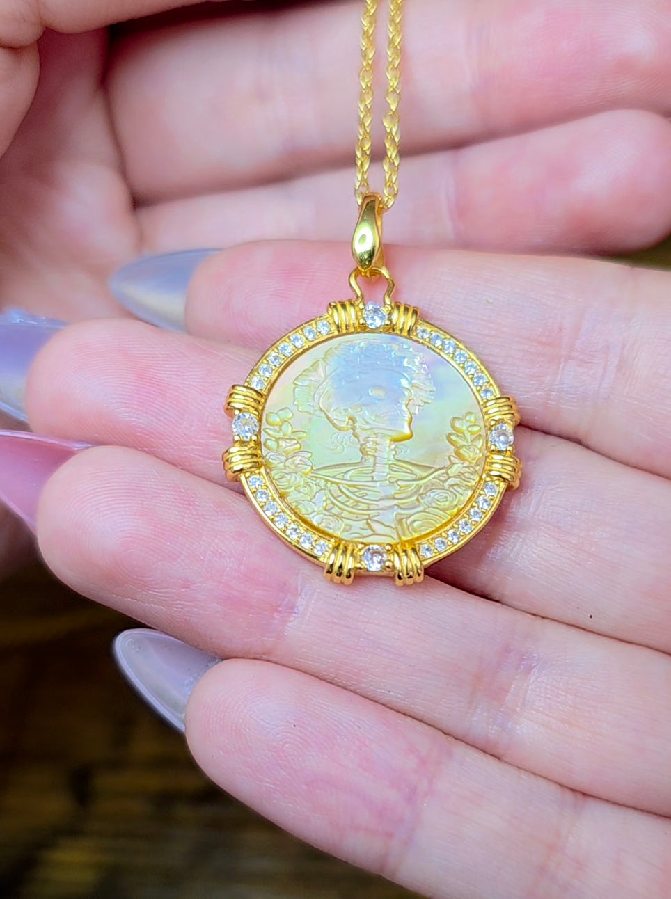 Golden Shell Skeleton Pendant