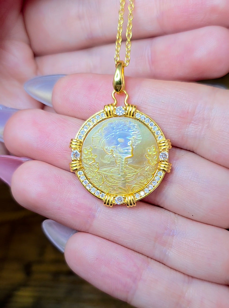 Golden Shell Skeleton Pendant