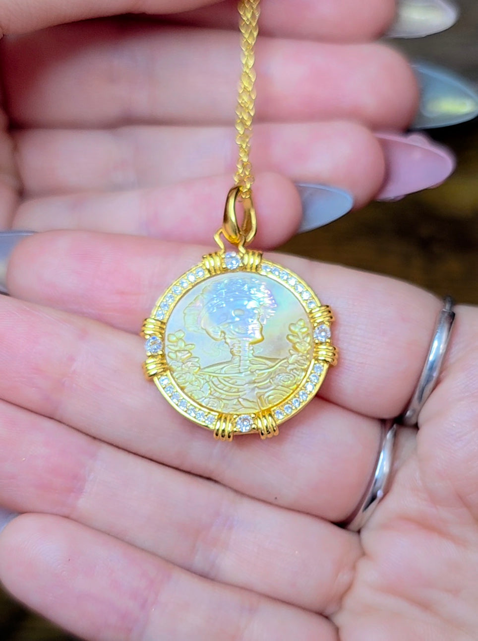 Golden Shell Skeleton Pendant