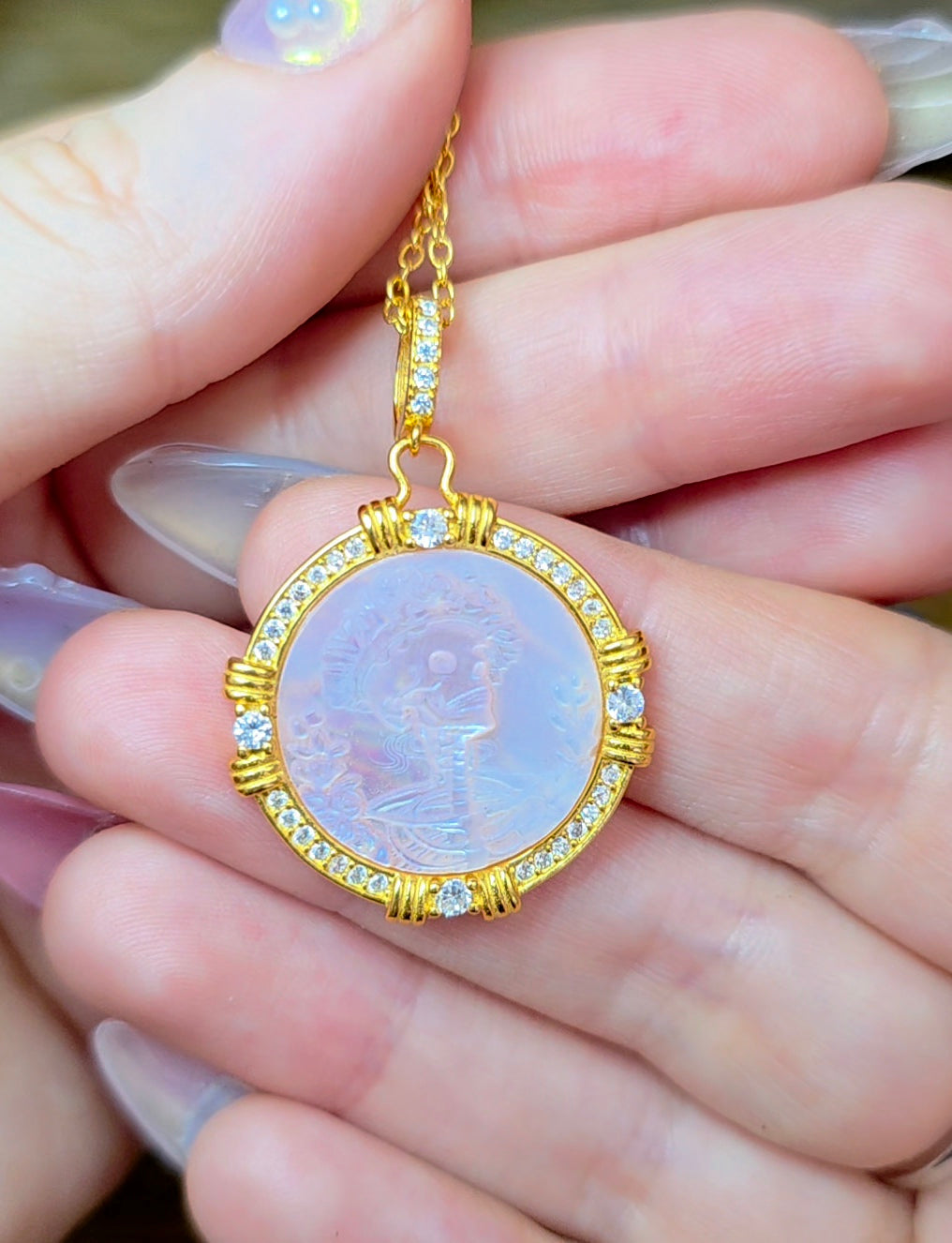 Pink Shell Skeleton Pendant