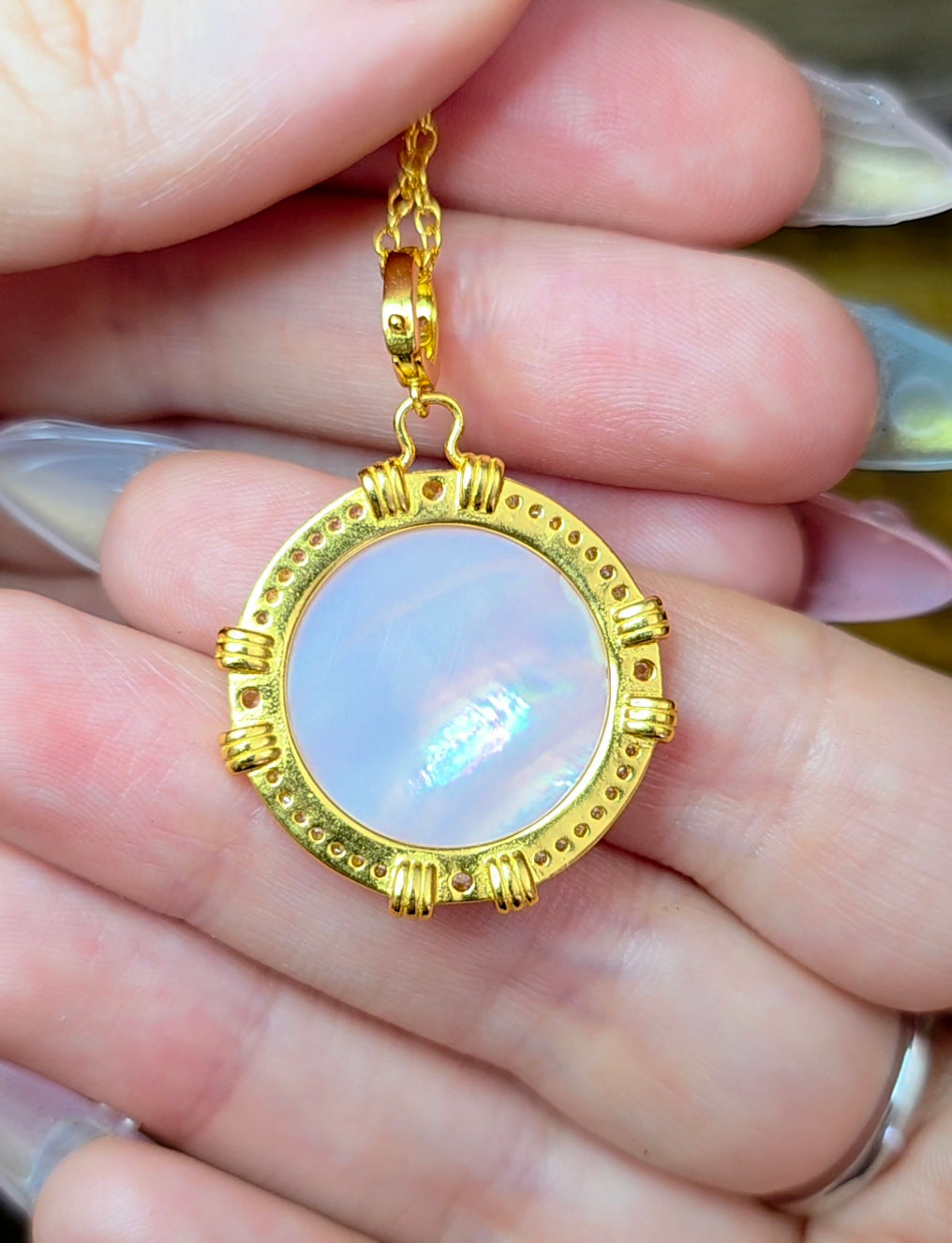 Pink Shell Skeleton Pendant