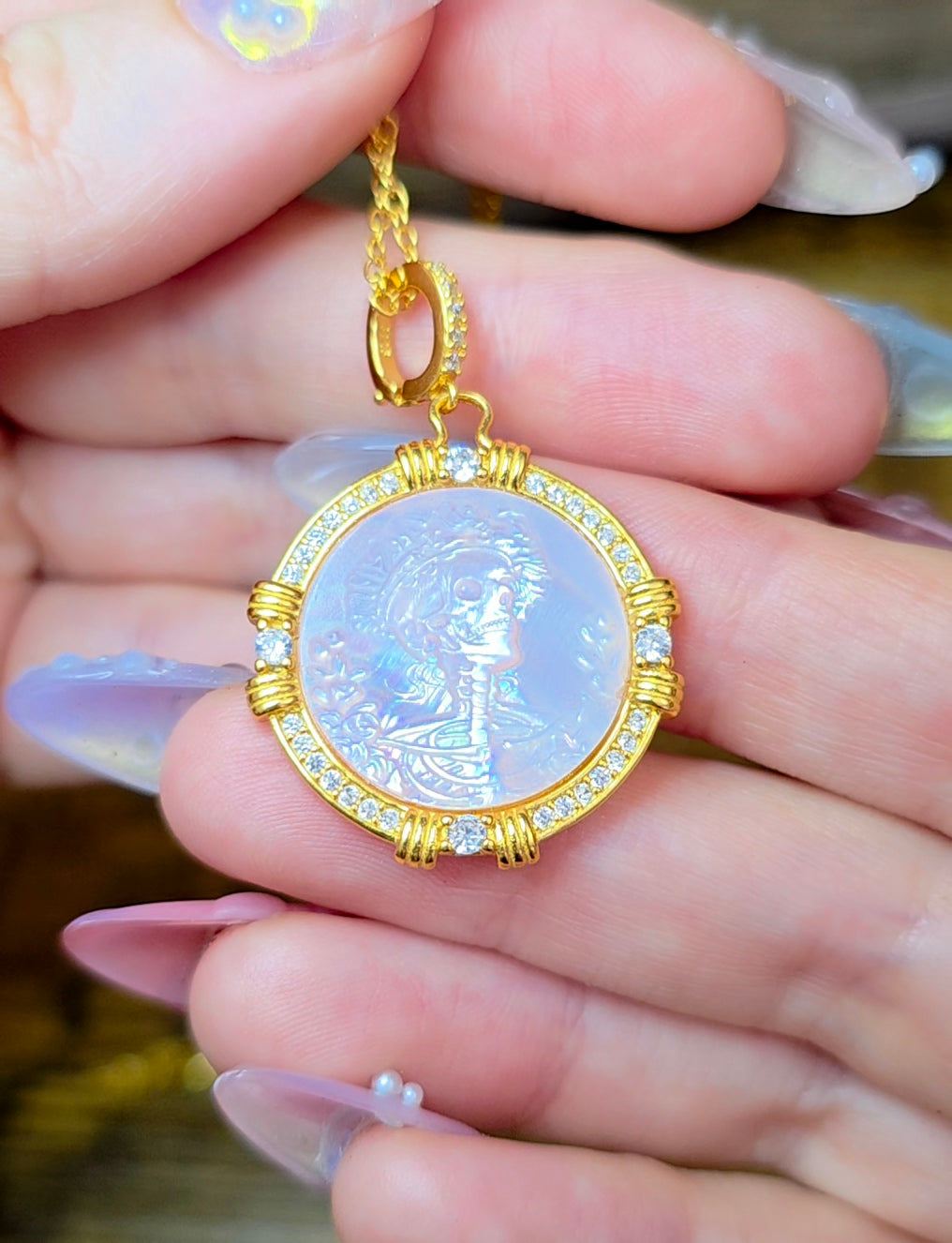 Pink Shell Skeleton Pendant