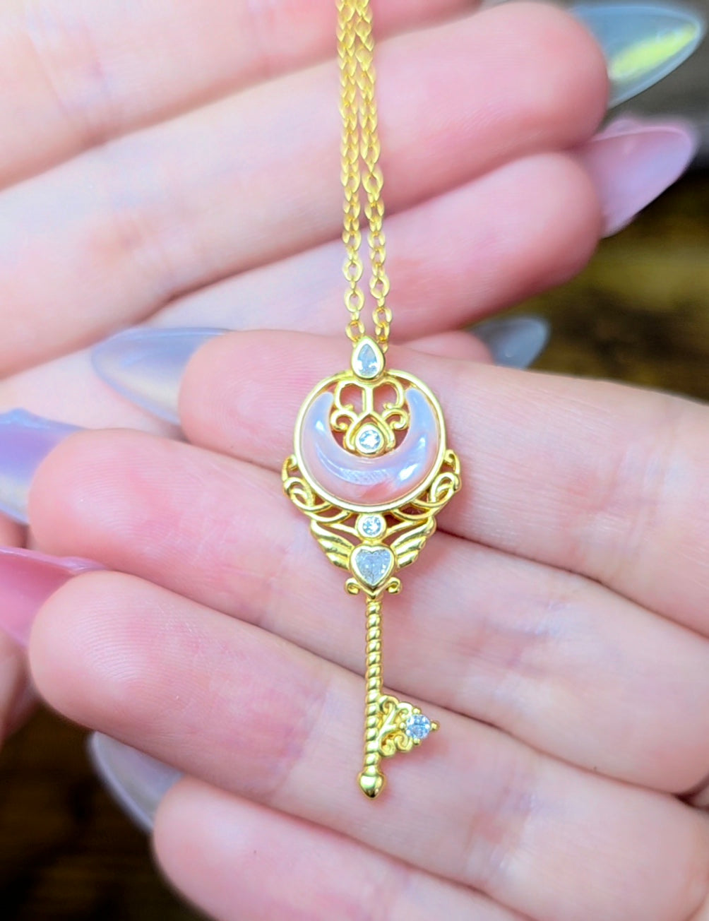 Pink Shell Moon Guardian Pendant