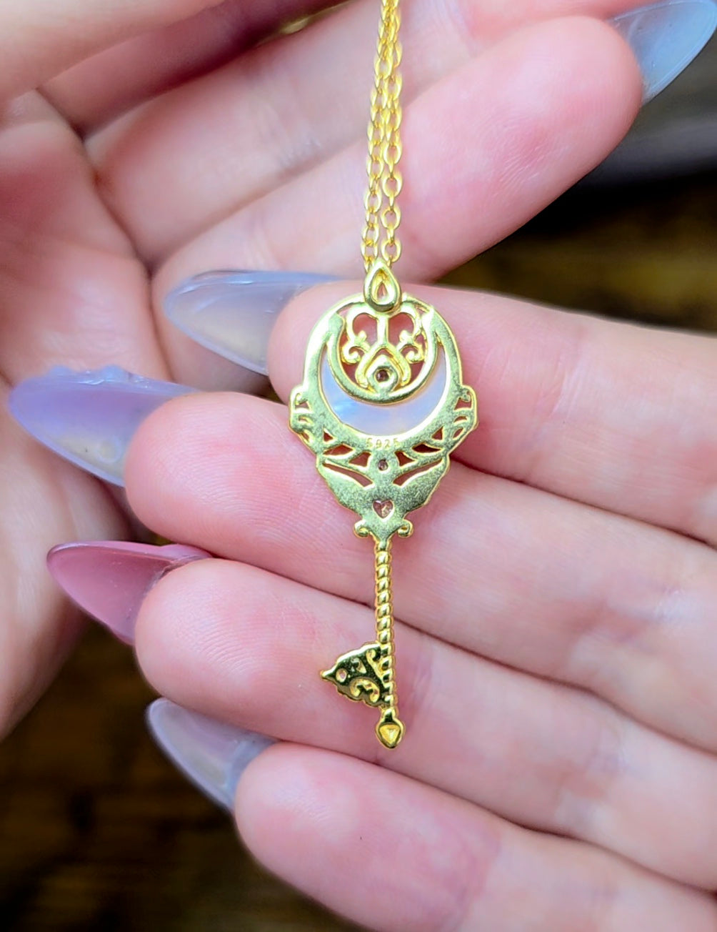 Pink Shell Moon Guardian Pendant