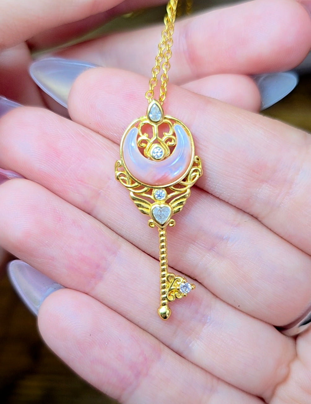 Pink Shell Moon Guardian Pendant