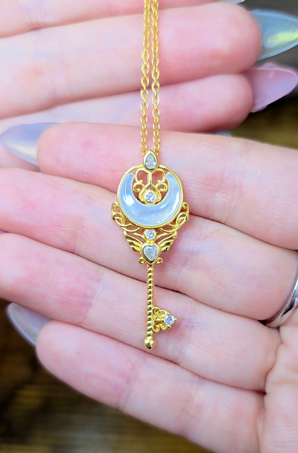 White Shell Moon Guardian Pendant