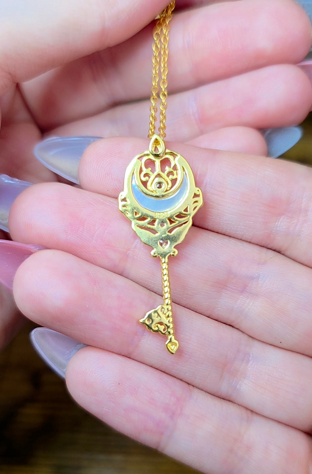 White Shell Moon Guardian Pendant