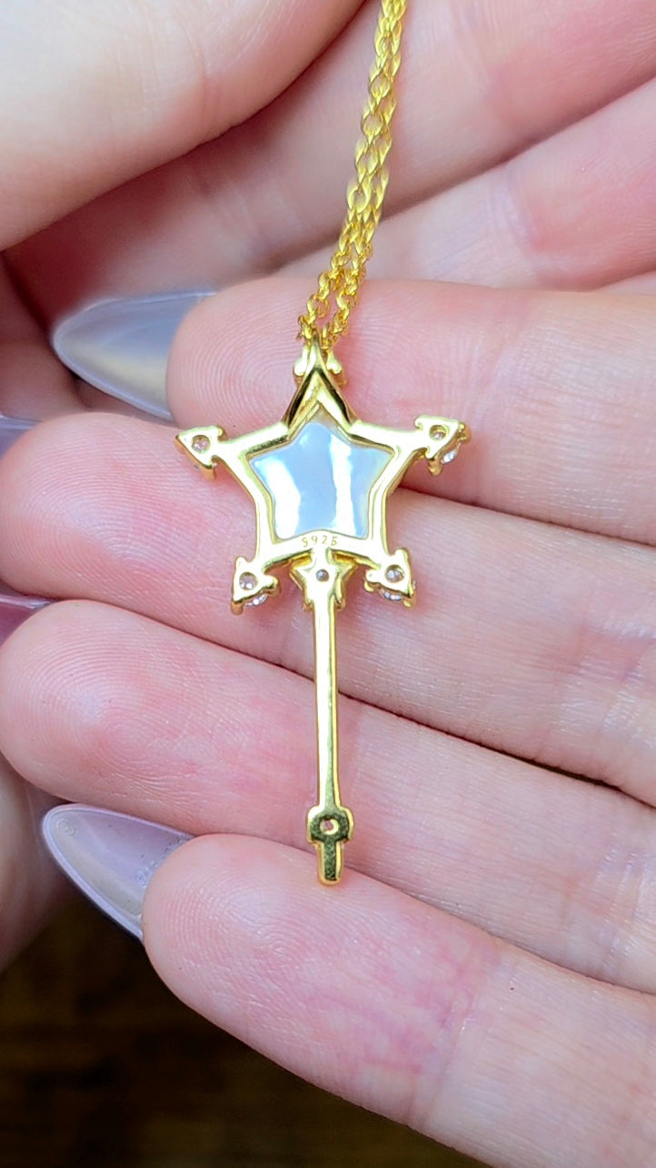 White Shell Star Wand Pendant
