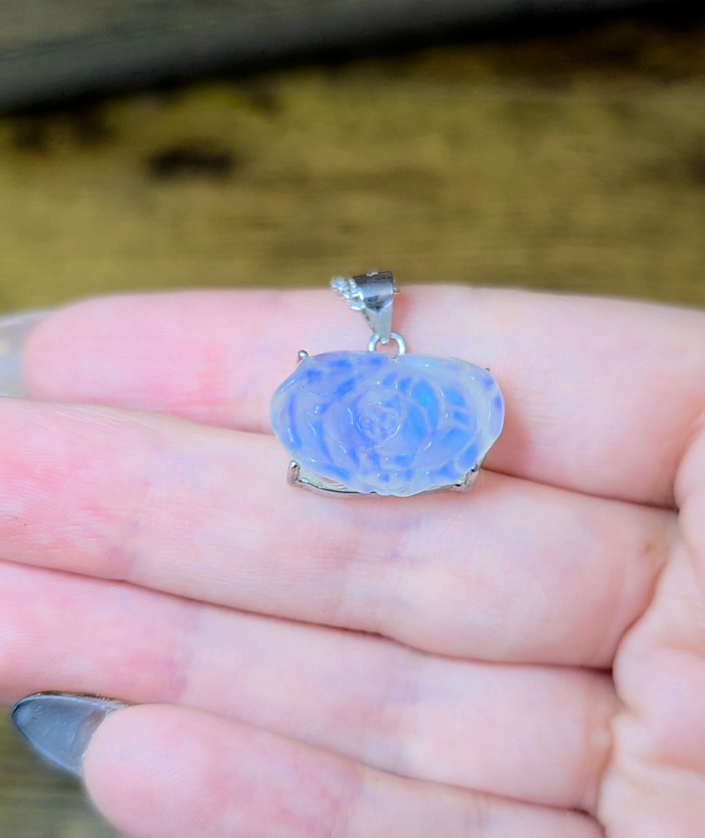 Rainbow Moonstone Flower Pendant B