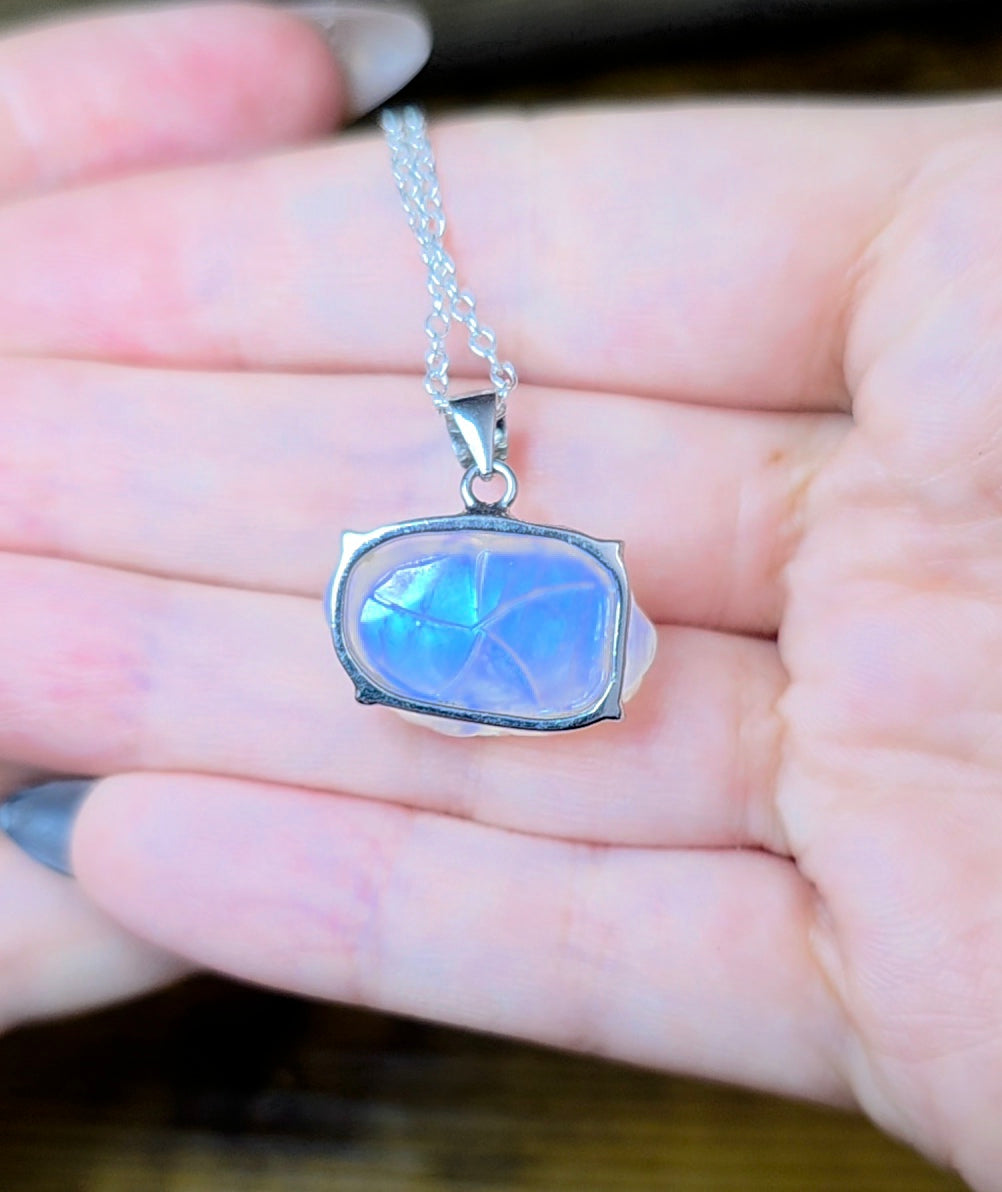 Rainbow Moonstone Flower Pendant B