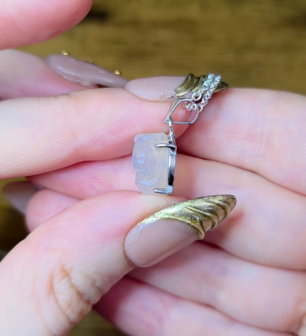 Rainbow Moonstone Flower Pendant C