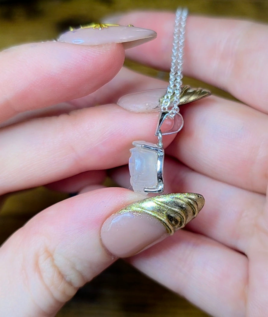 Rainbow Moonstone Flower Pendant D