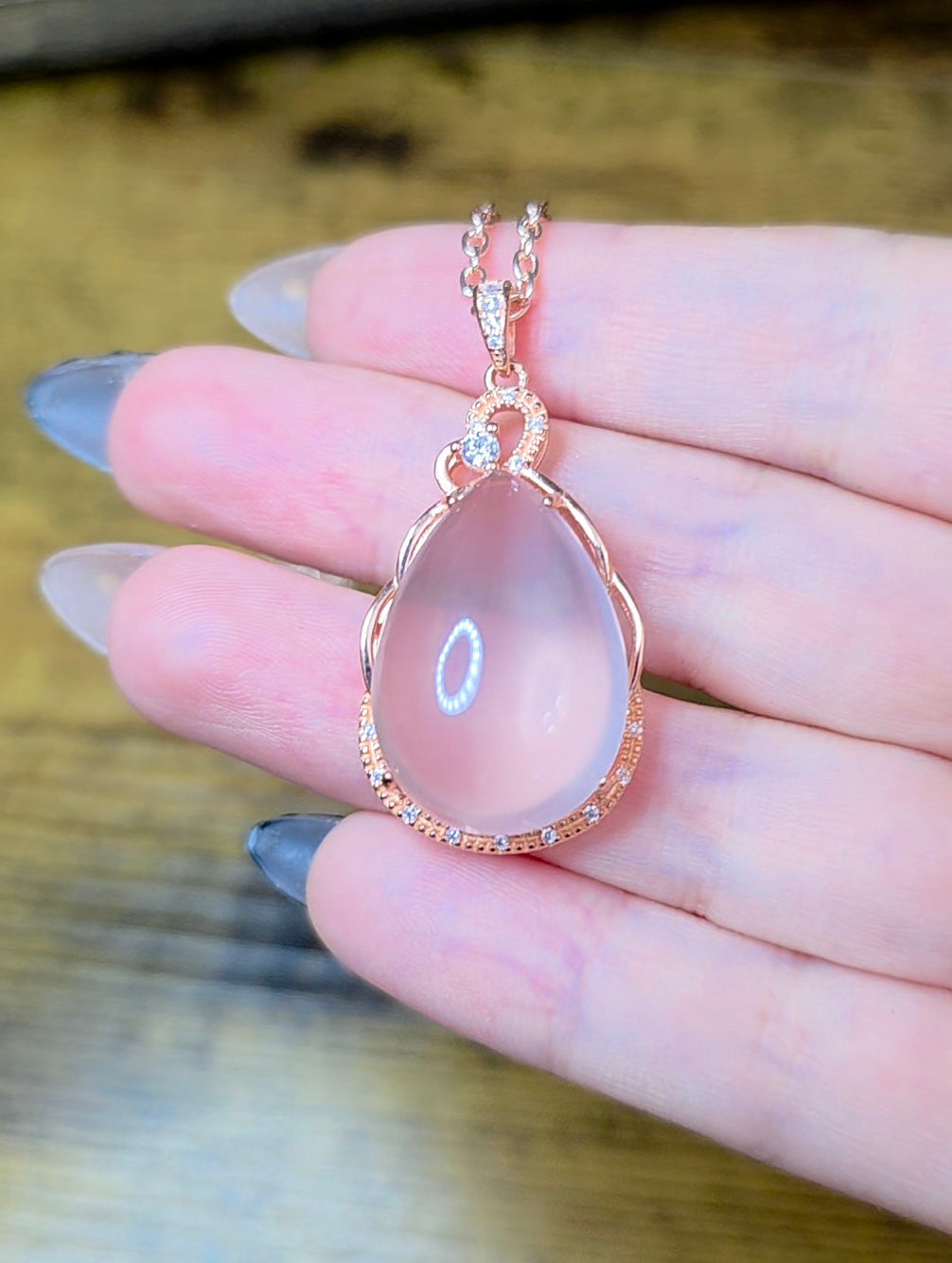 Rose Quartz Teardrop Pendant