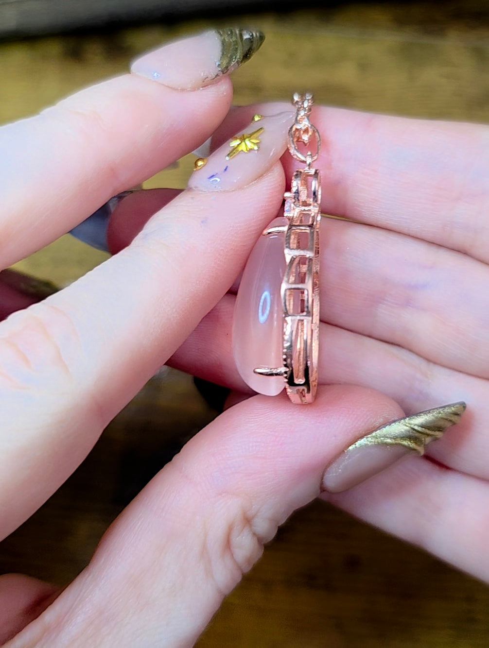 Rose Quartz Teardrop Pendant