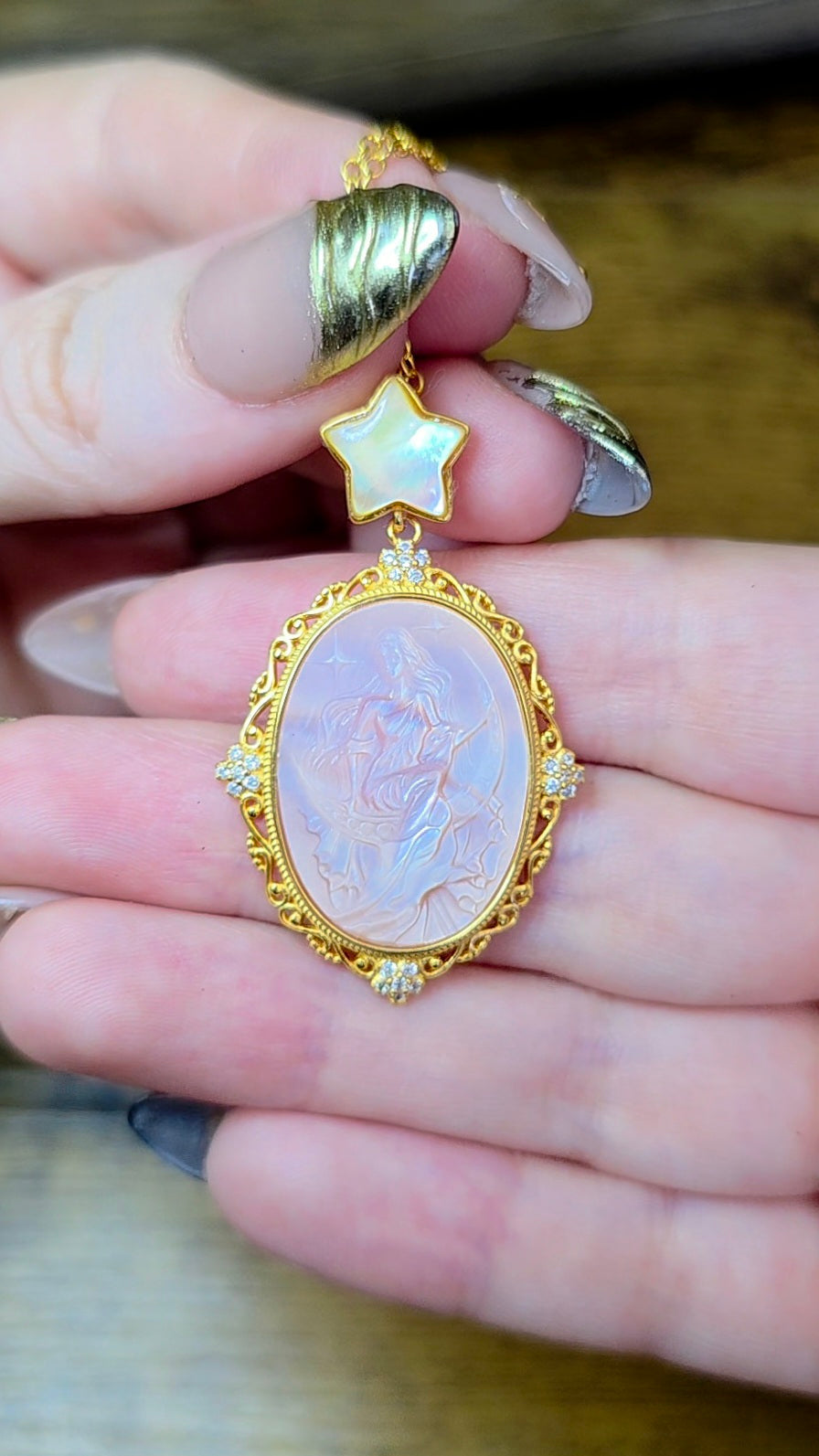 Pink Shell Celestial Goddess Pendant