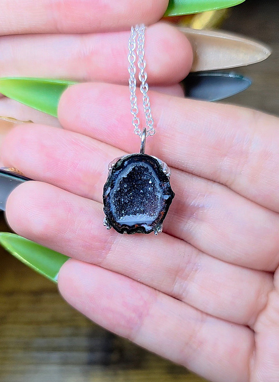 Black Geode Pendant B