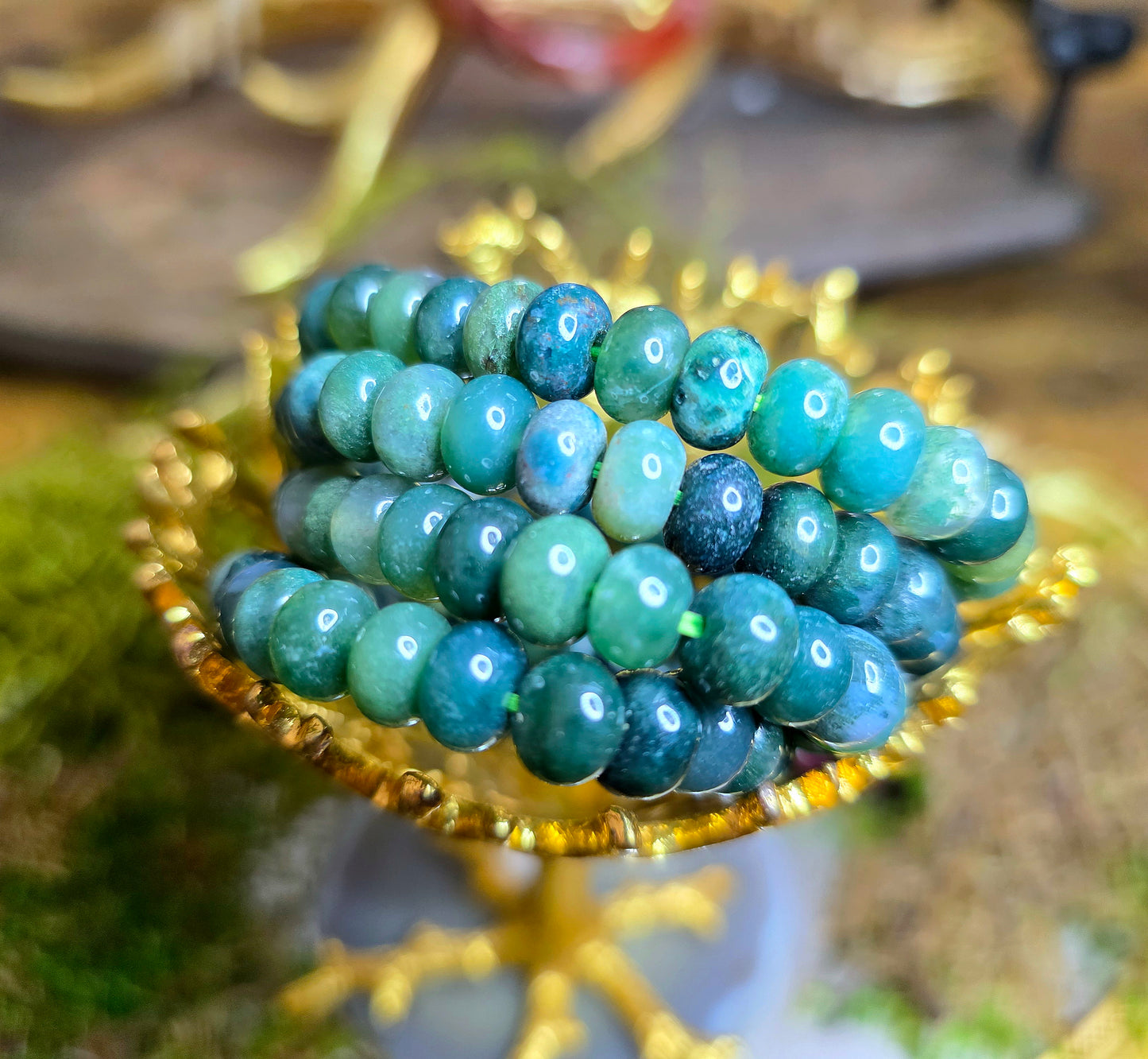 8x5mm Moss Agate Stretch Bracelet