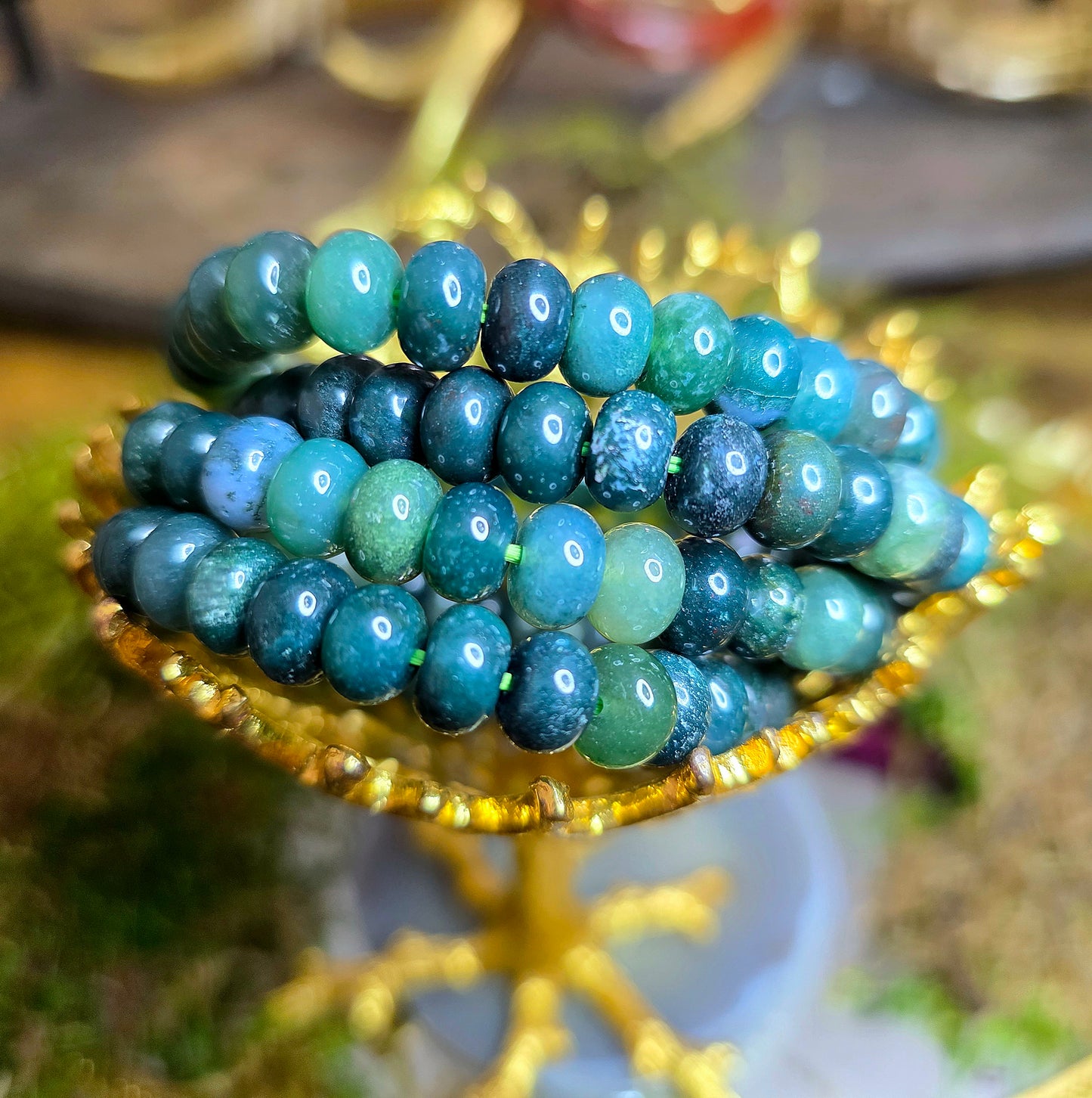 8x5mm Moss Agate Stretch Bracelet